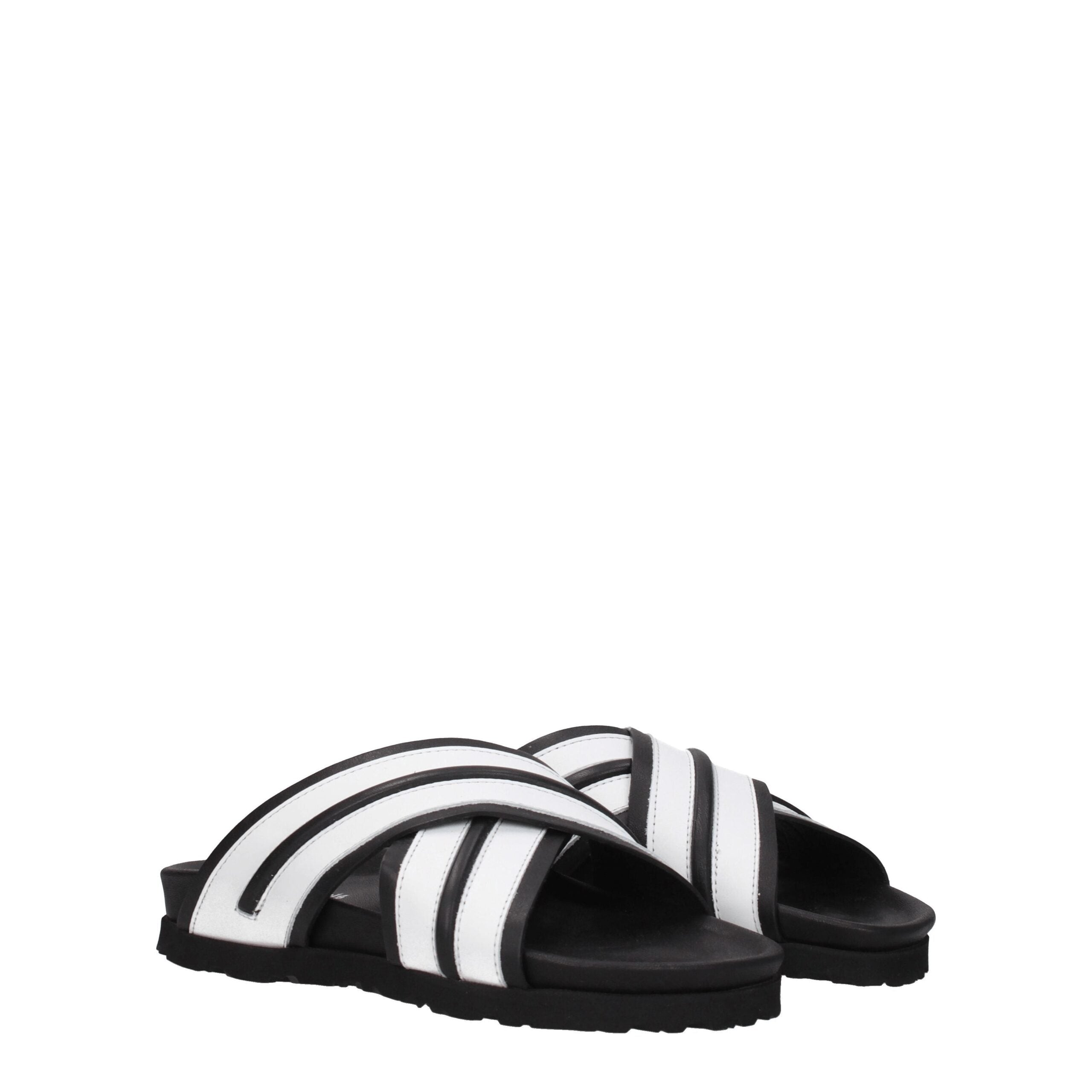 Palm Angels White Leather Slippers Sandals LUNESCAPE