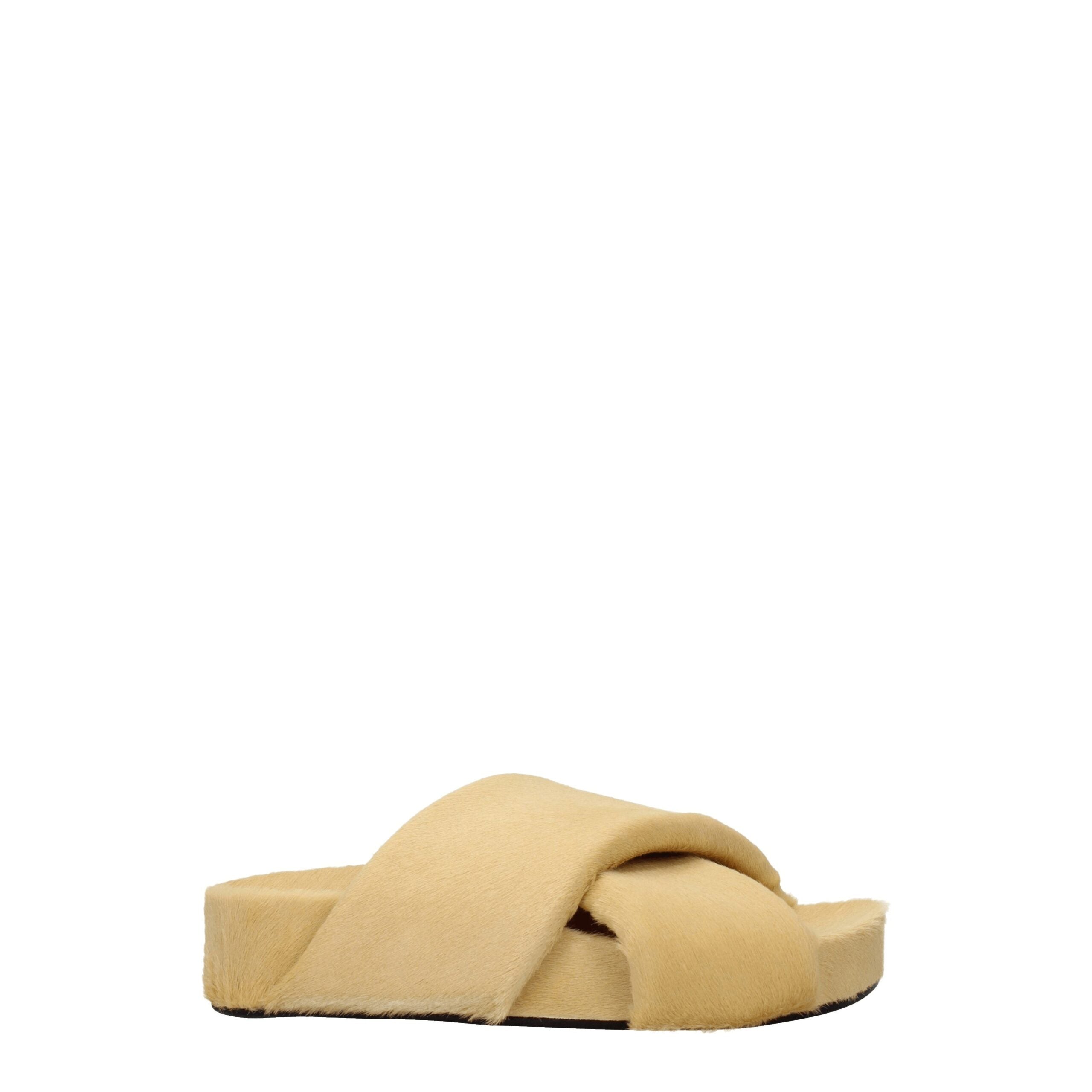 Jil Sander Beige Horsehair Slippers Sandals LUNESCAPE