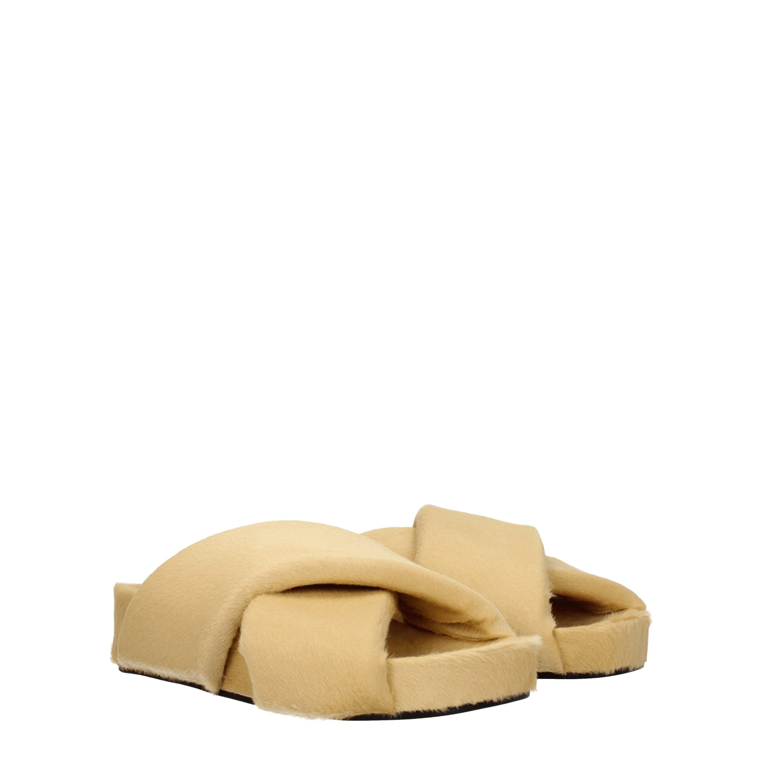 Jil Sander Beige Horsehair Slippers Sandals LUNESCAPE