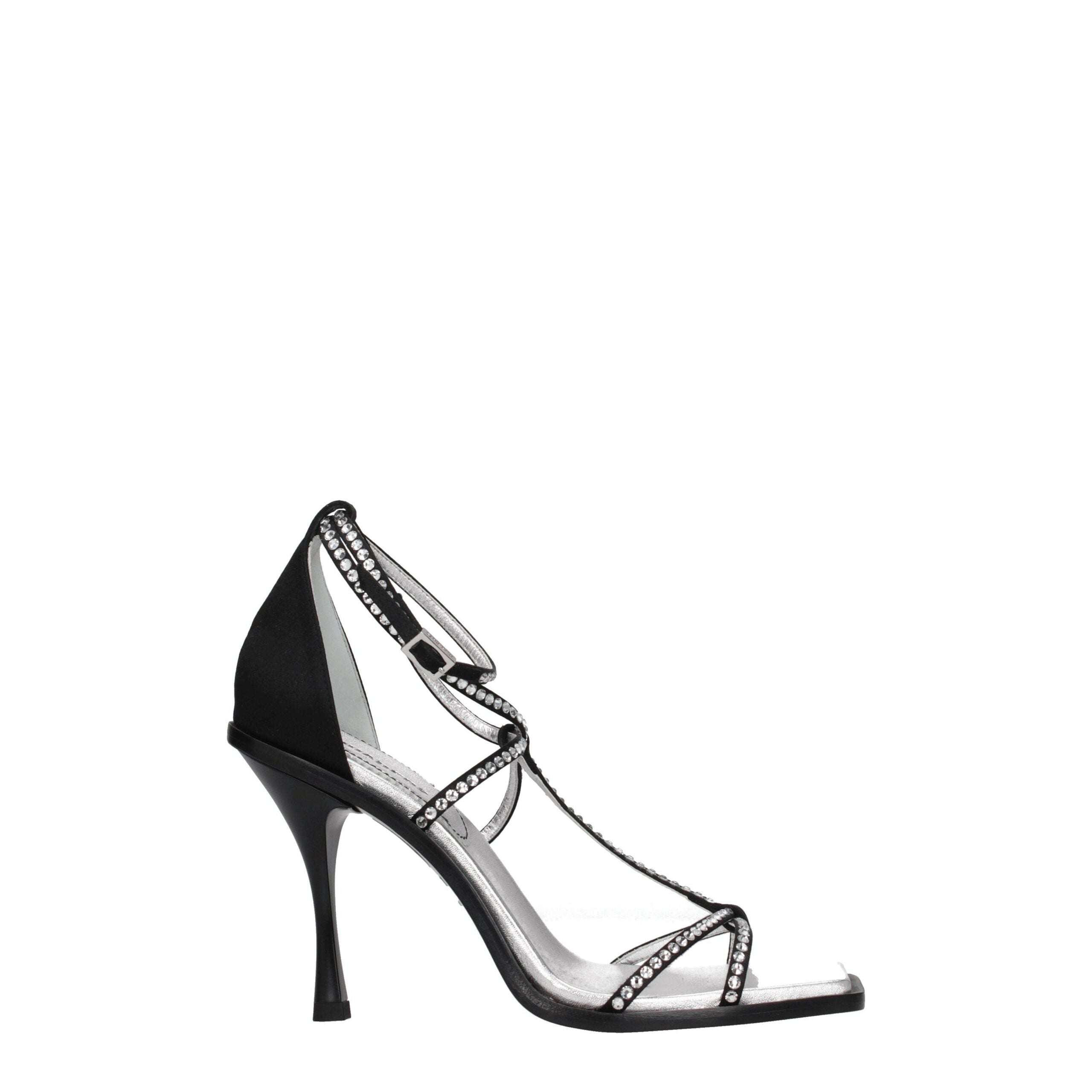 Dsquared² Black Satin Stiletto Heels Sandals LUNESCAPE