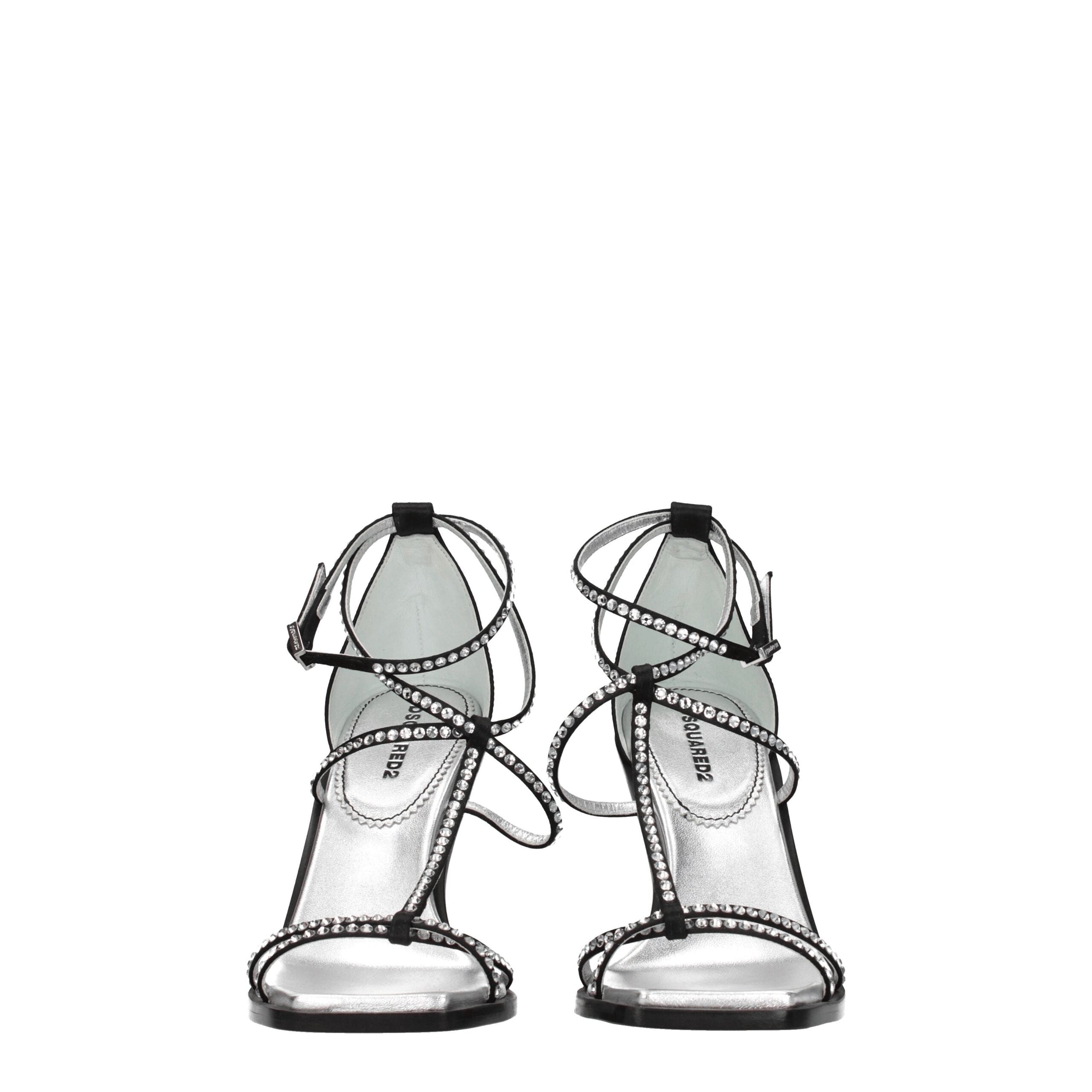 Dsquared² Black Satin Stiletto Heels Sandals LUNESCAPE
