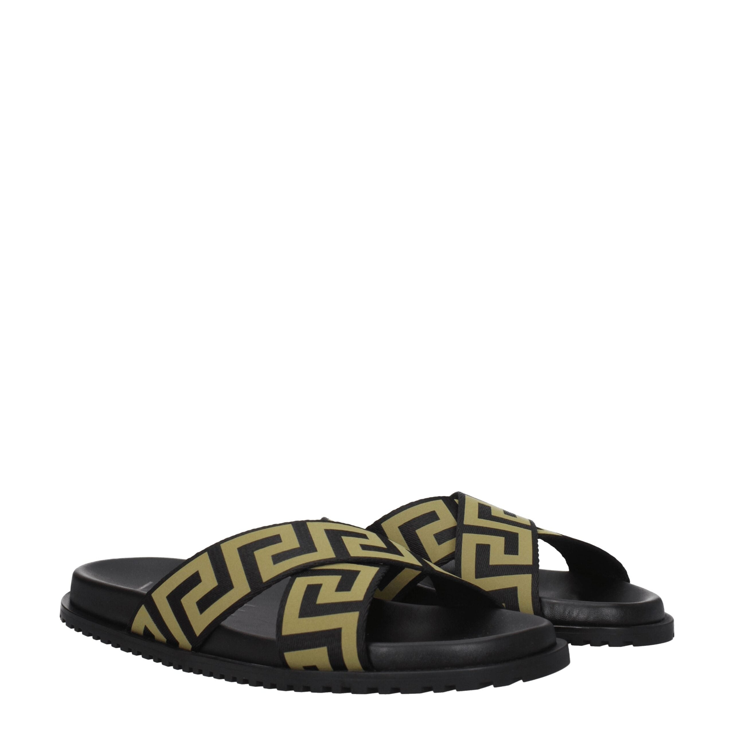 Versace Black Fabric Slippers Sandals LUNESCAPE