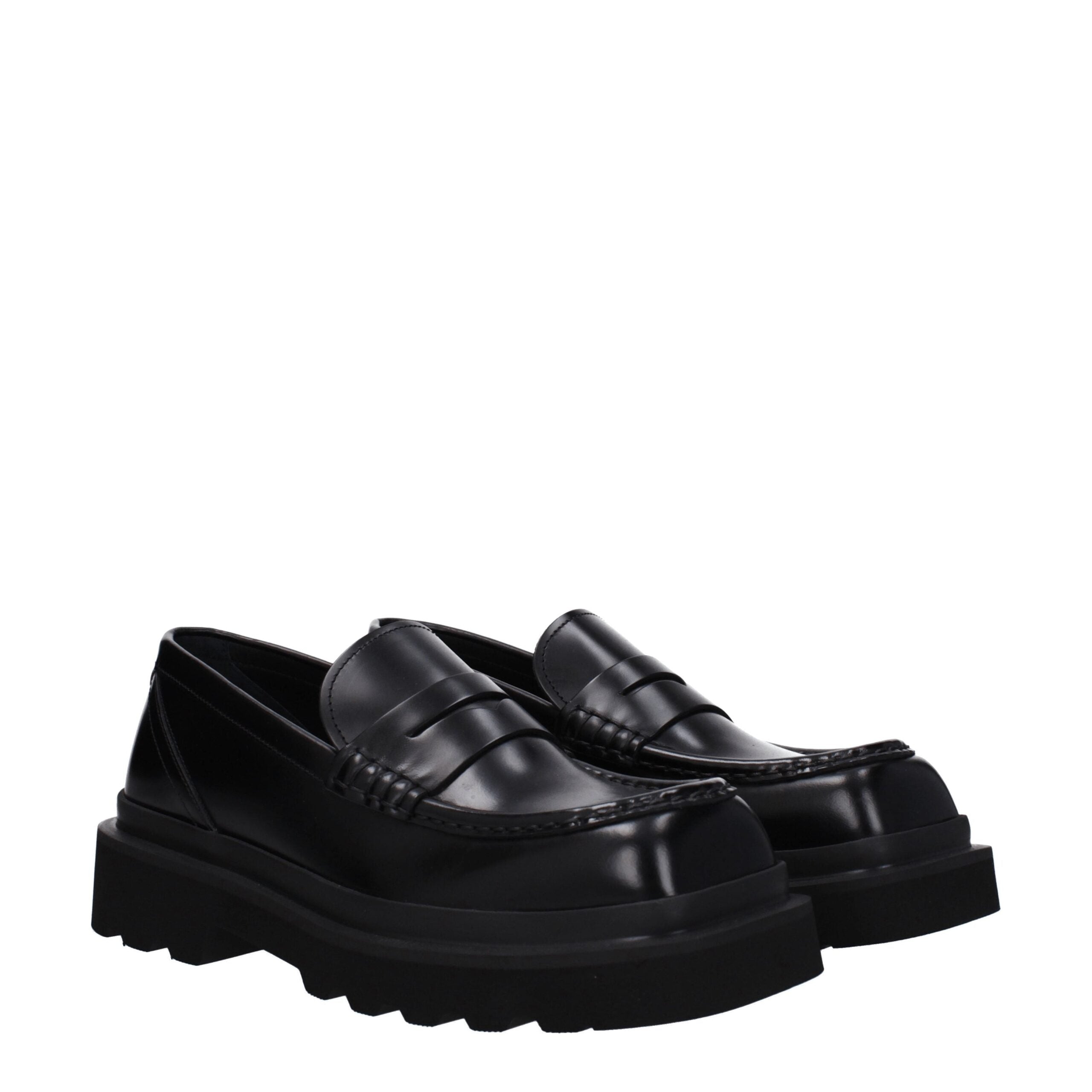 Dolce & Gabbana Black Leather Slip-On Loafers LUNESCAPE