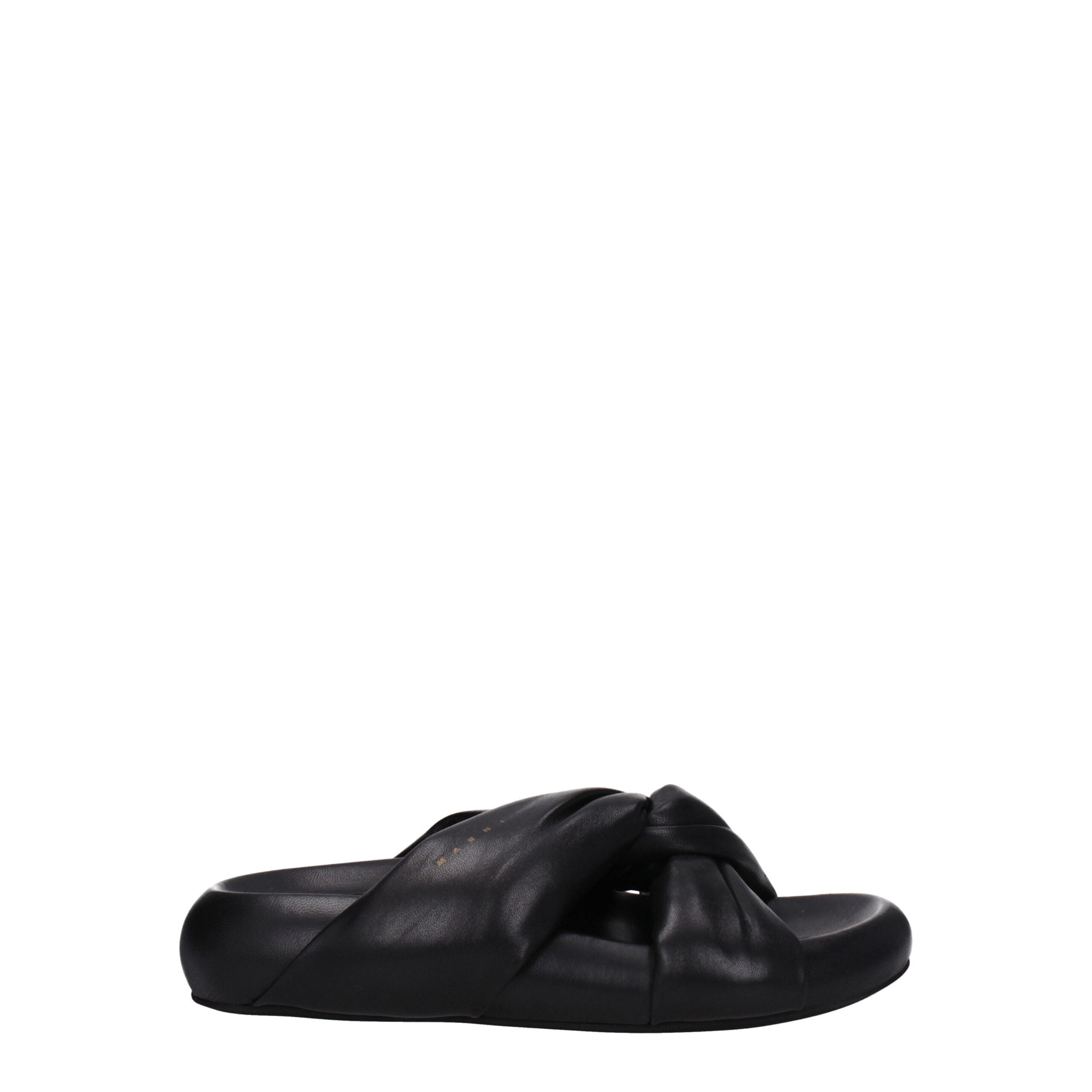 Marni Black Leather Slippers Sandals LUNESCAPE