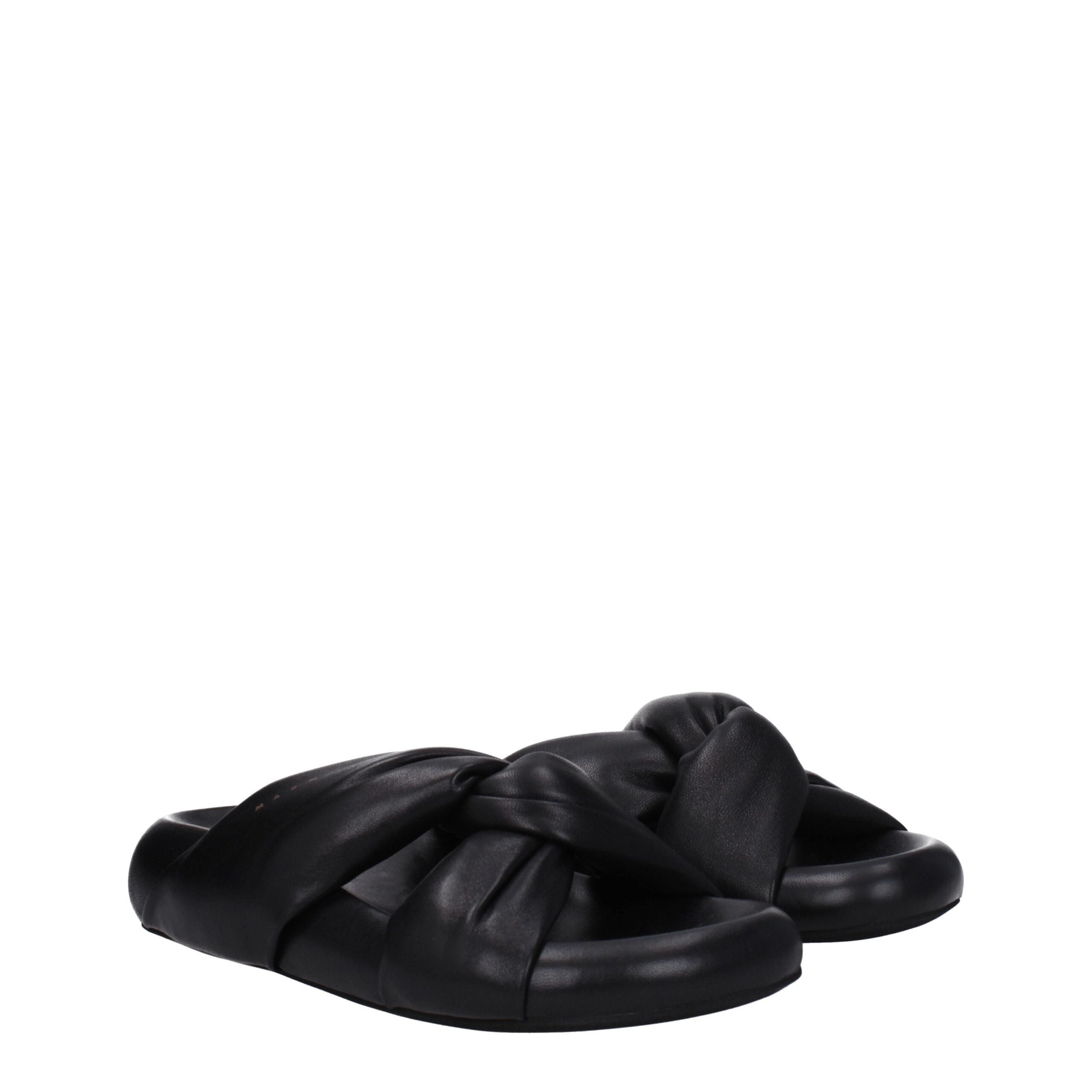 Marni Black Leather Slippers Sandals LUNESCAPE