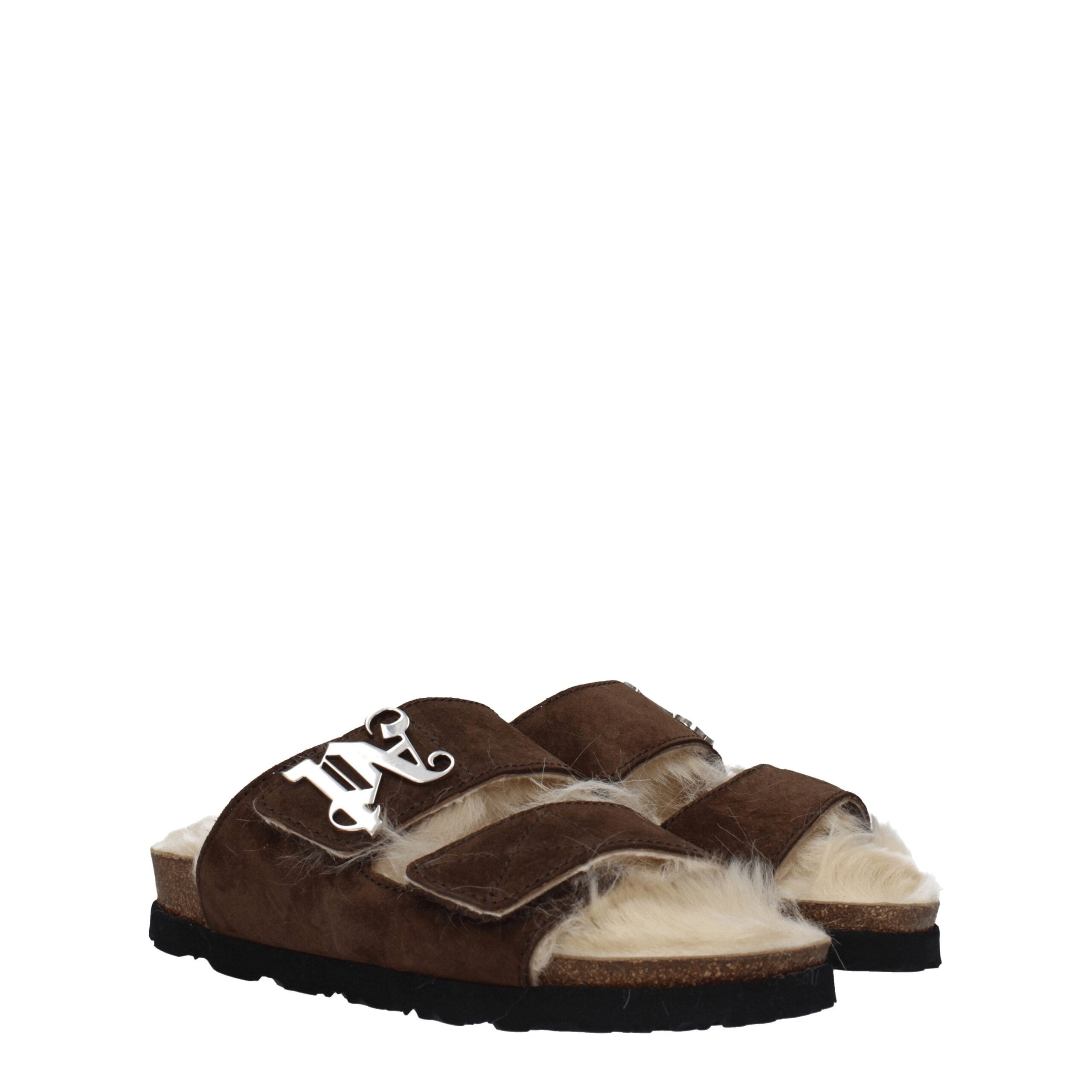 Palm Angels Brown Leather Slippers Sandals LUNESCAPE