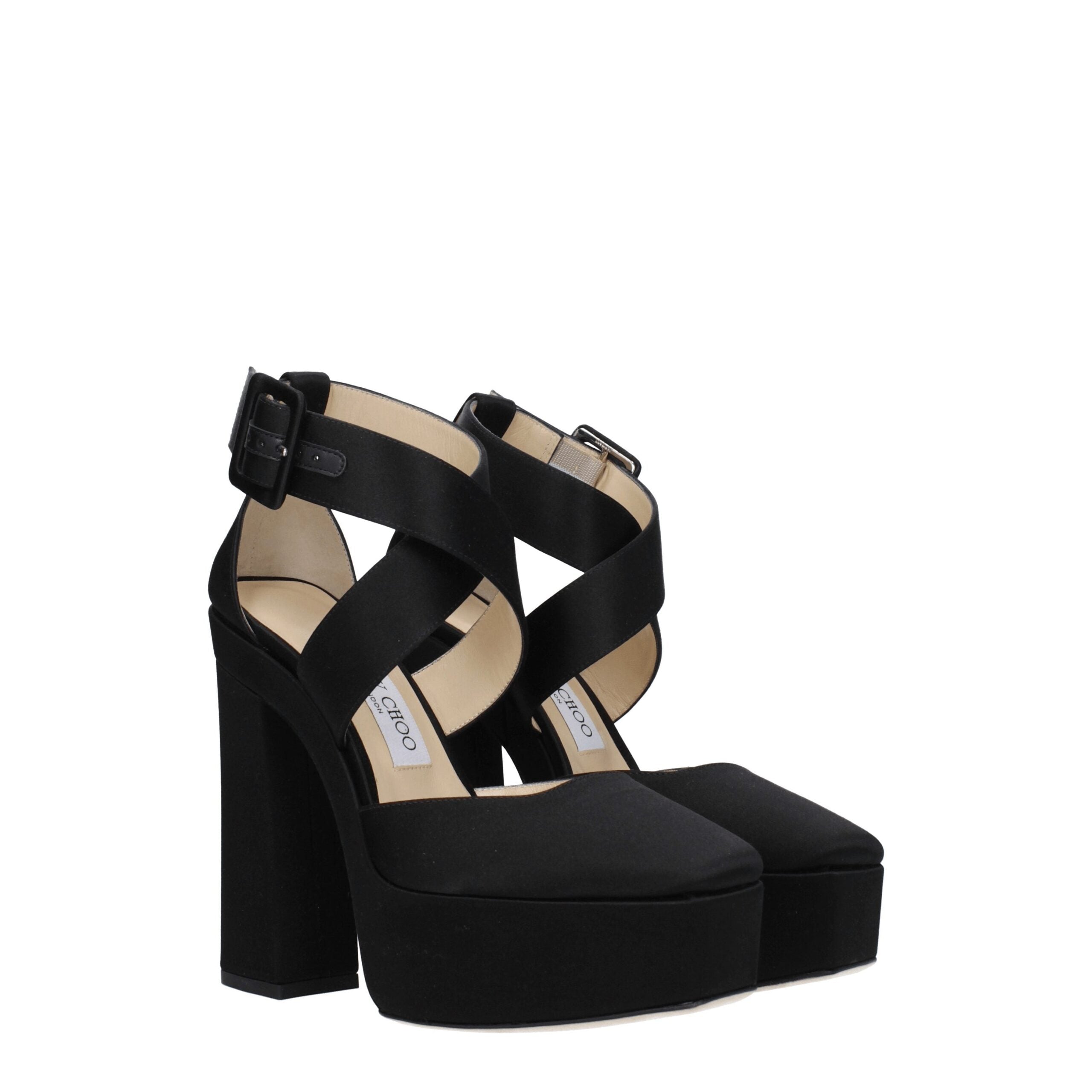 Jimmy Choo Black Satin Platforms LUNESCAPE