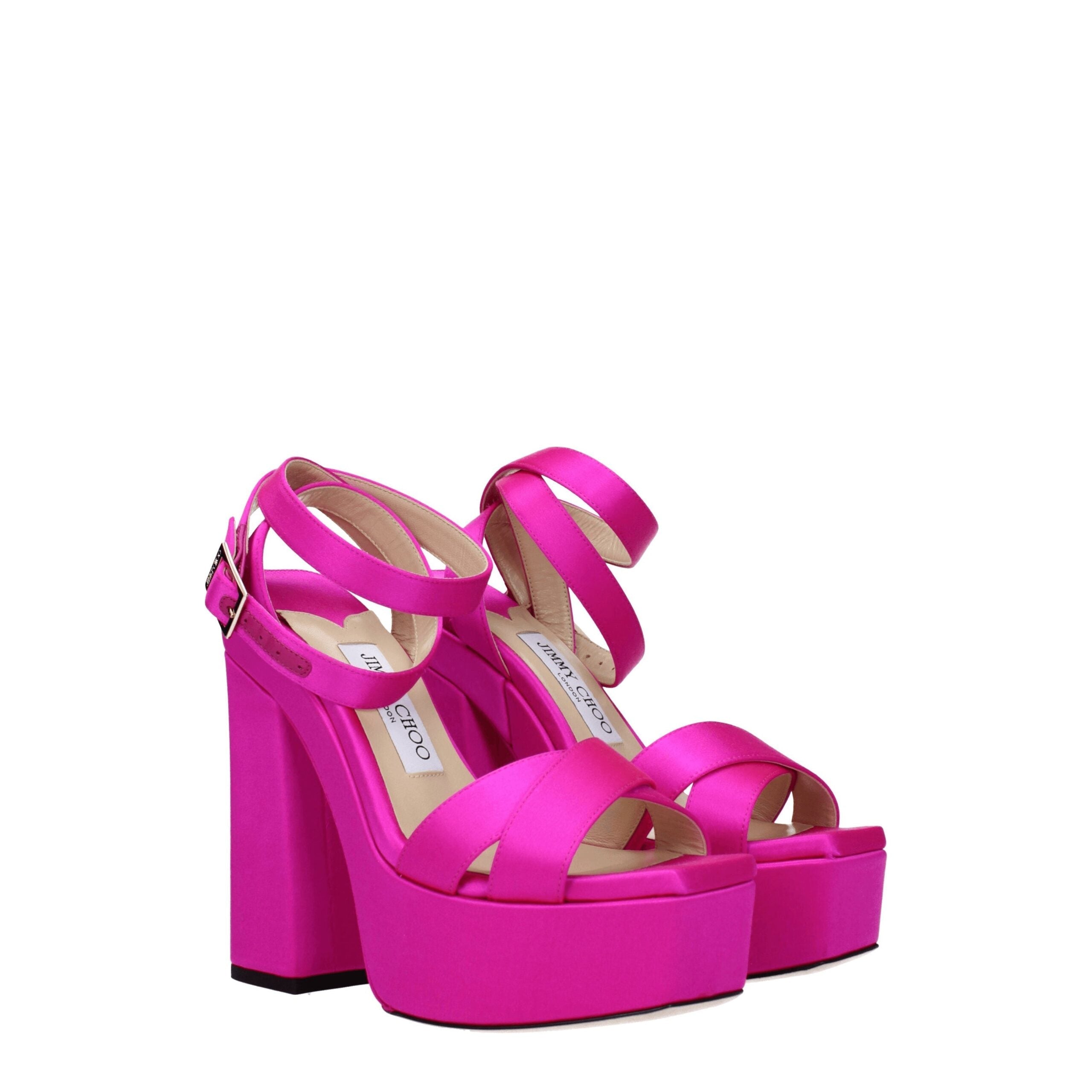 Jimmy Choo Pink Satin Platforms LUNESCAPE