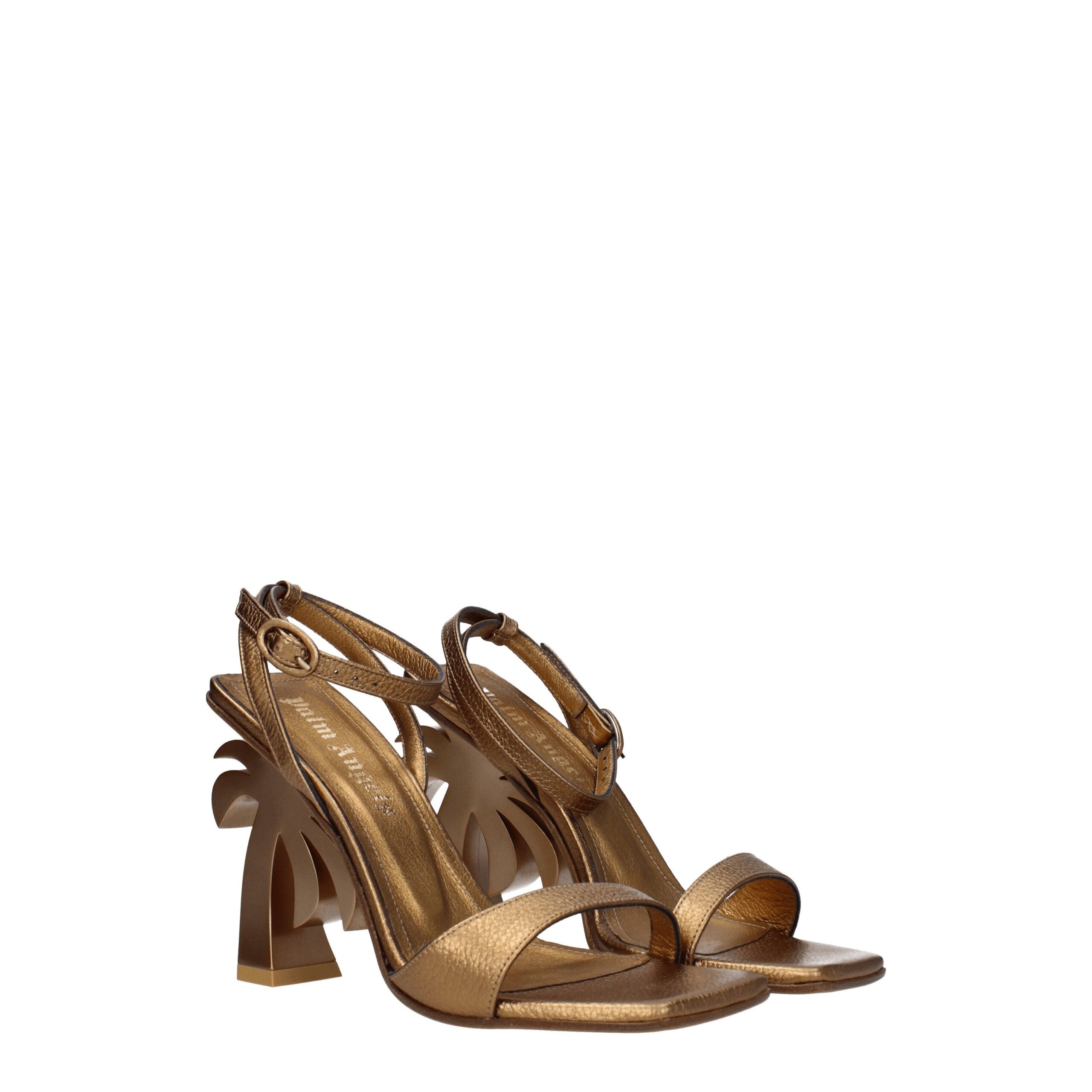 Palm Angels Gold Leather Platforms LUNESCAPE