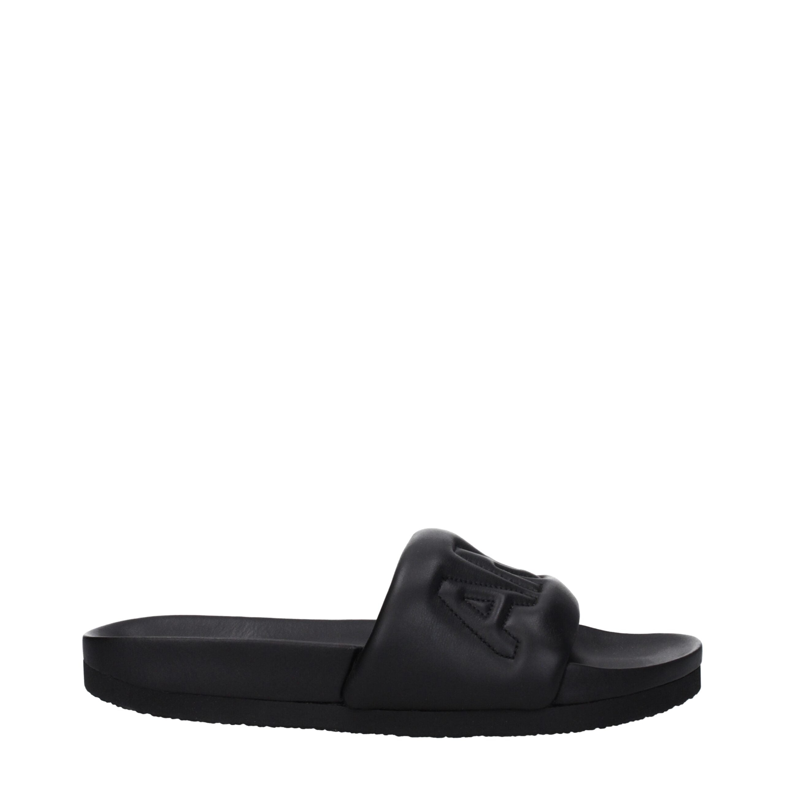 Ambush Black Leather Slippers Sandals LUNESCAPE