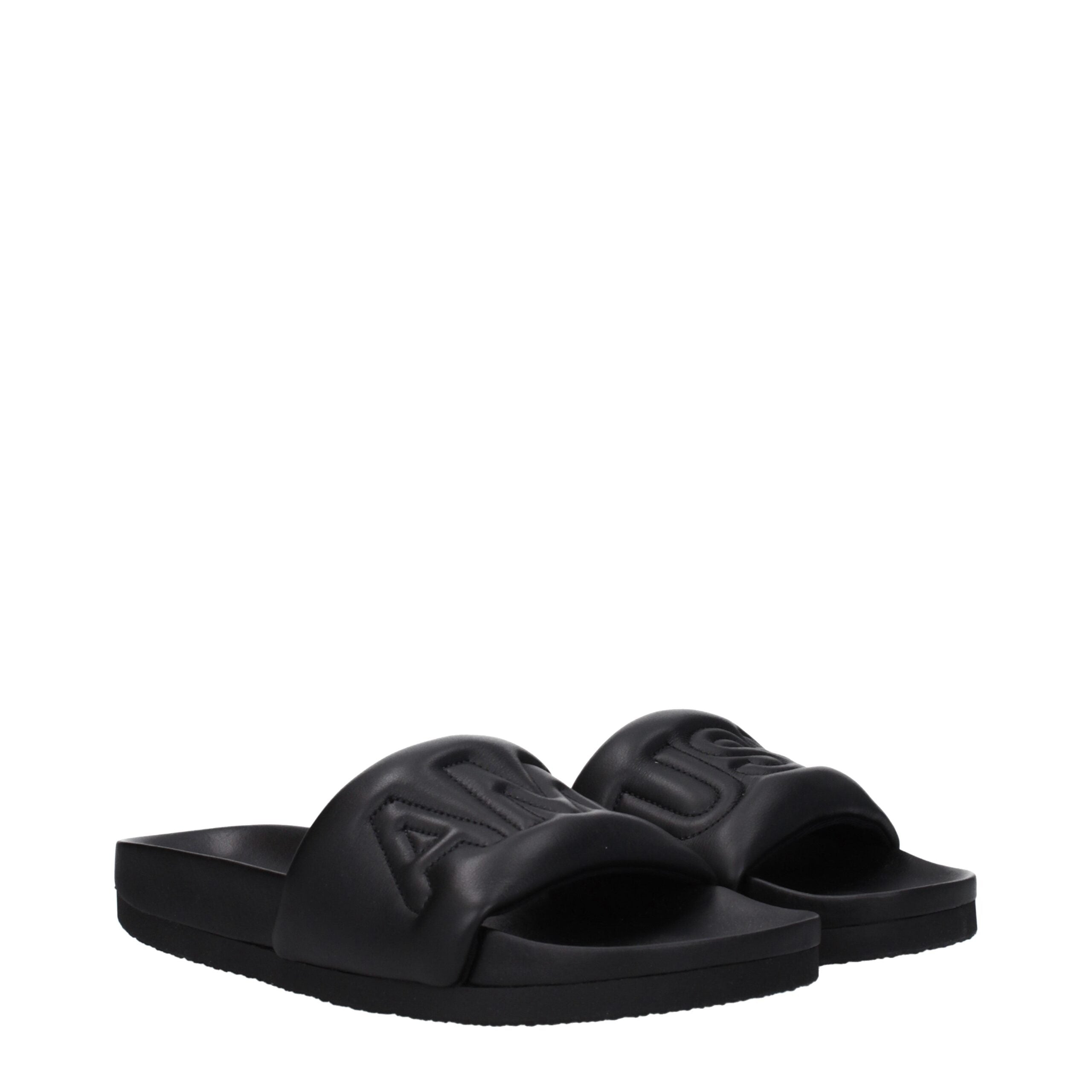 Ambush Black Leather Slippers Sandals LUNESCAPE