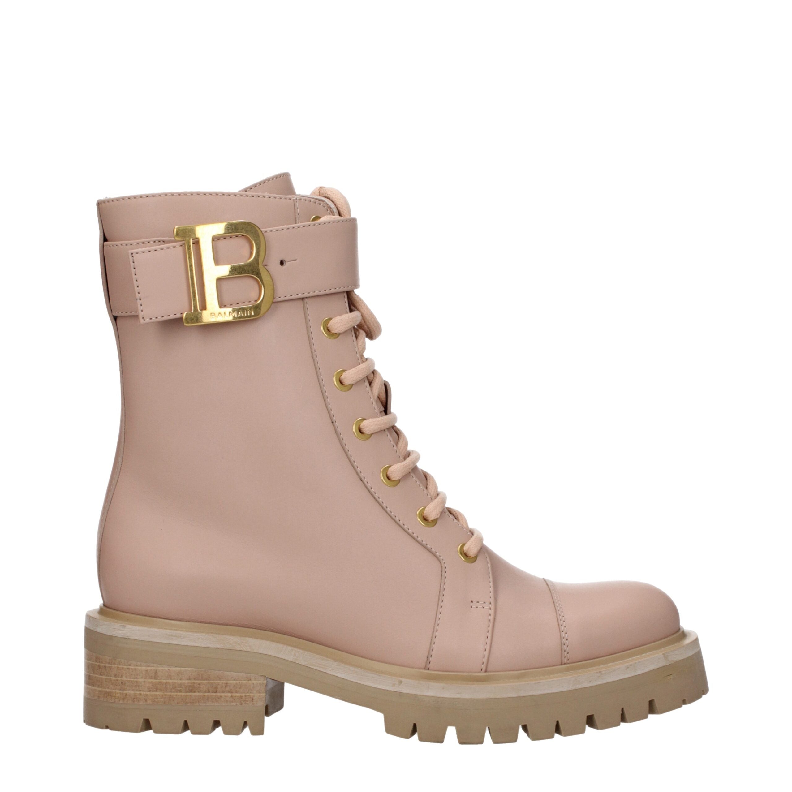 Balmain Beige Leather Ankle Boots LUNESCAPE