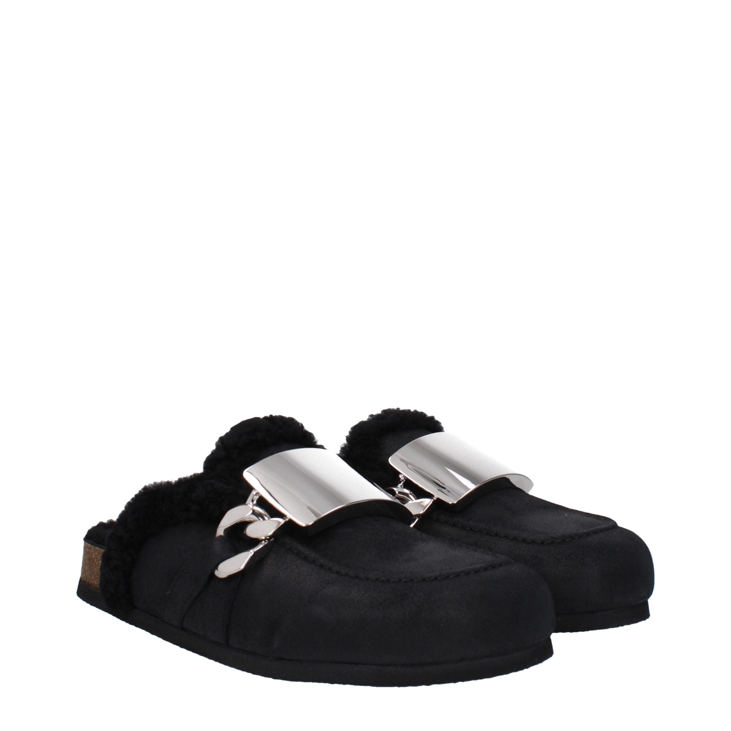 Jw Anderson Black Leather Slippers Sandals LUNESCAPE