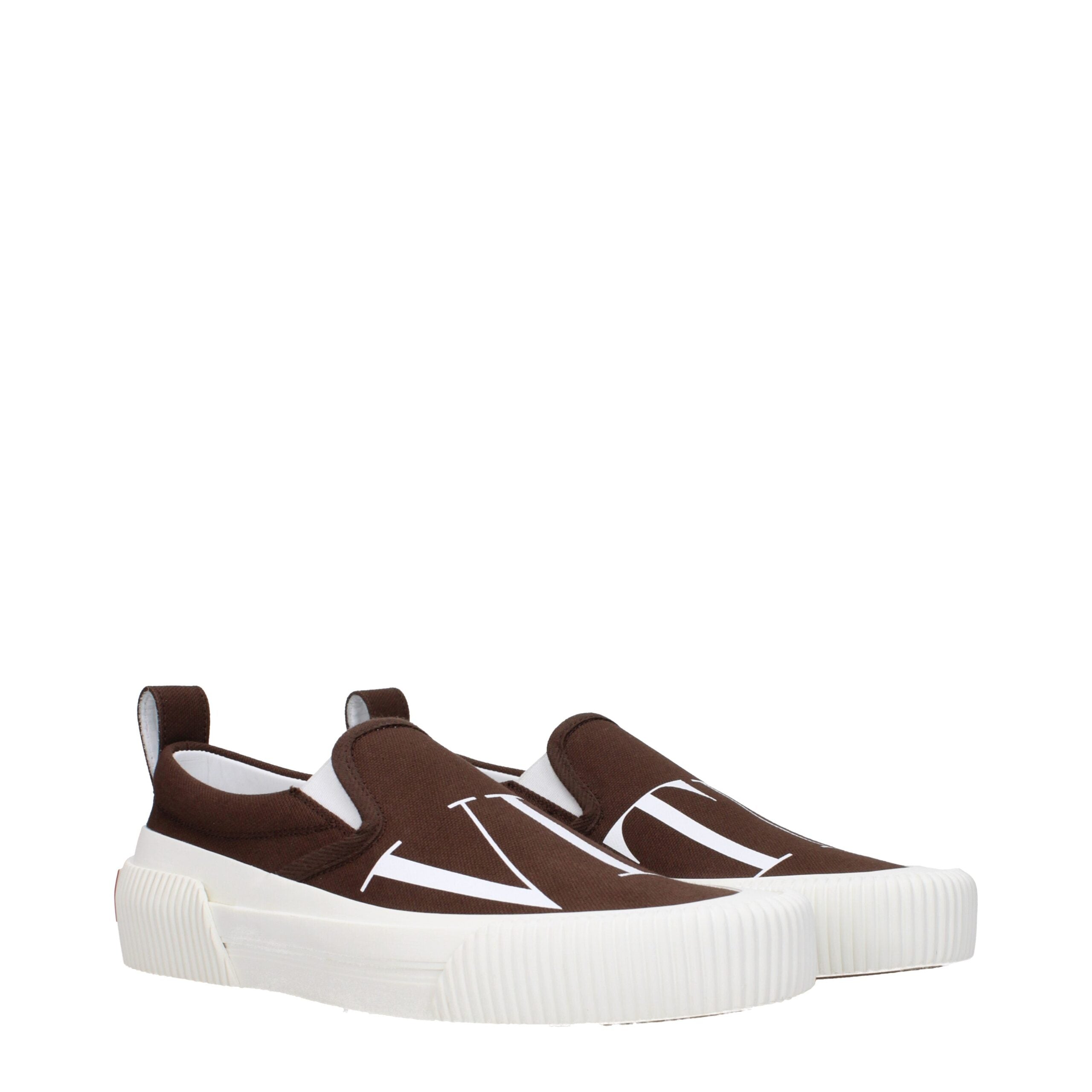 Valentino Garavani Brown Fabric Slip-On Loafers LUNESCAPE