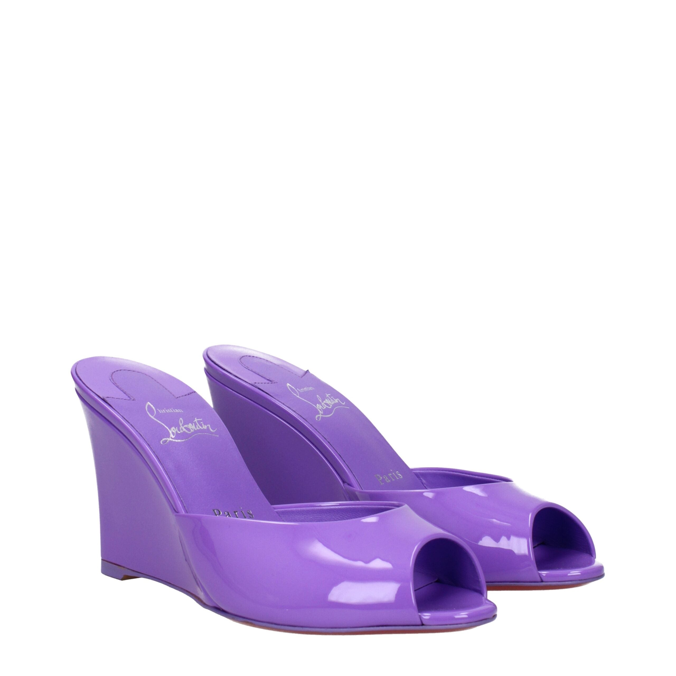 Christian Louboutin Purple Leather Wedges Sandals LUNESCAPE