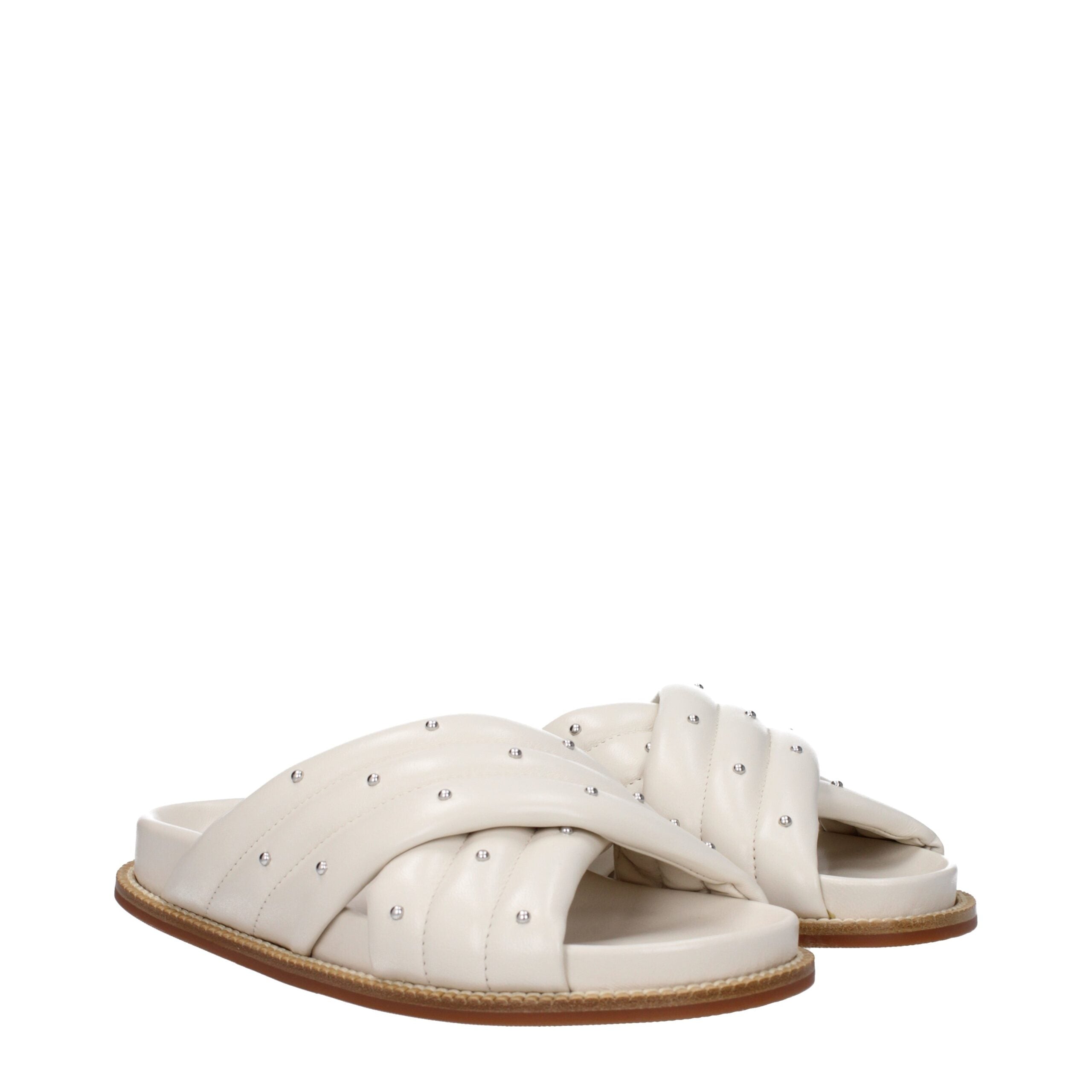 Fabiana Filippi Beige Leather Slippers Sandals LUNESCAPE