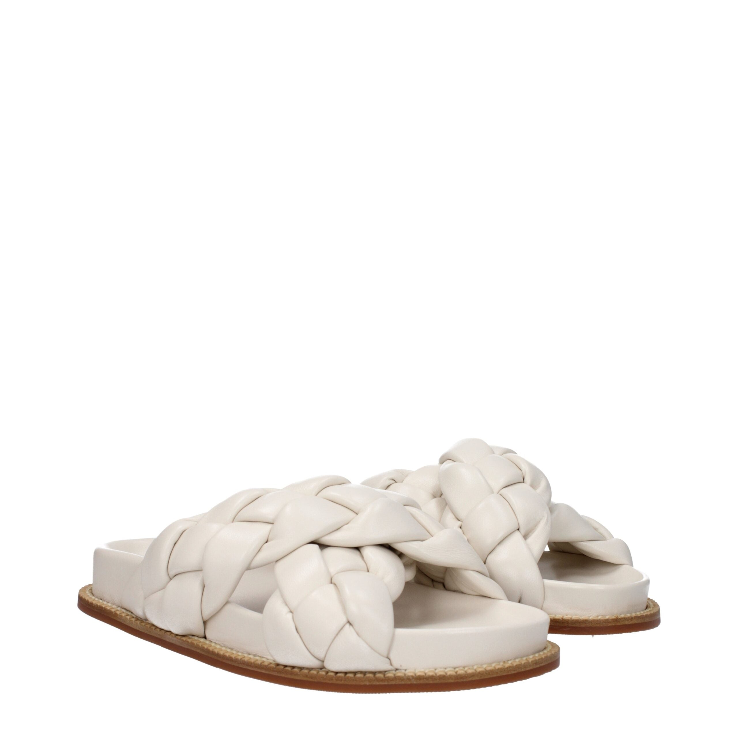 Fabiana Filippi Beige Leather Slippers Sandals LUNESCAPE