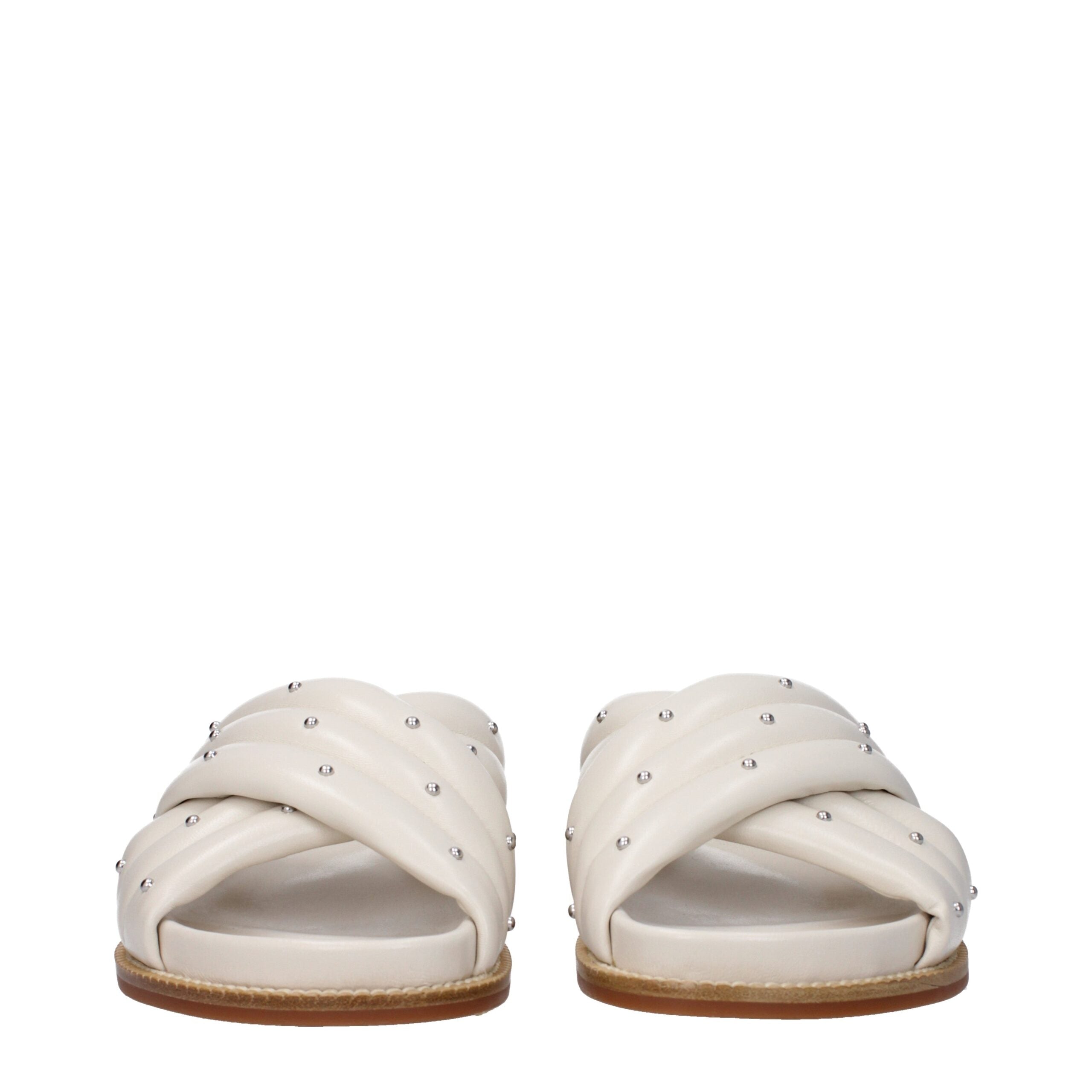Fabiana Filippi Beige Leather Slippers Sandals LUNESCAPE