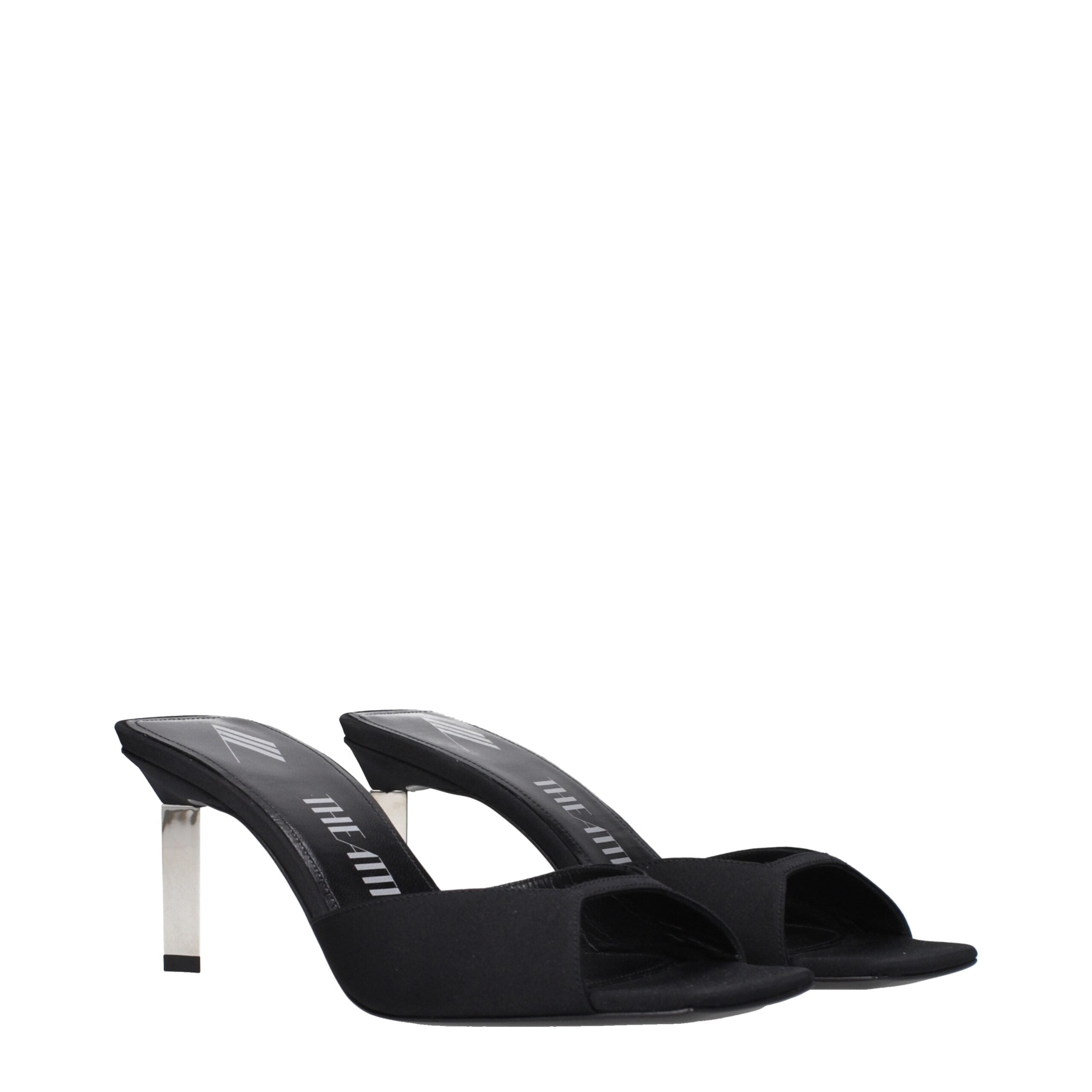 The Attico Black Satin Stiletto Heels Sandals LUNESCAPE