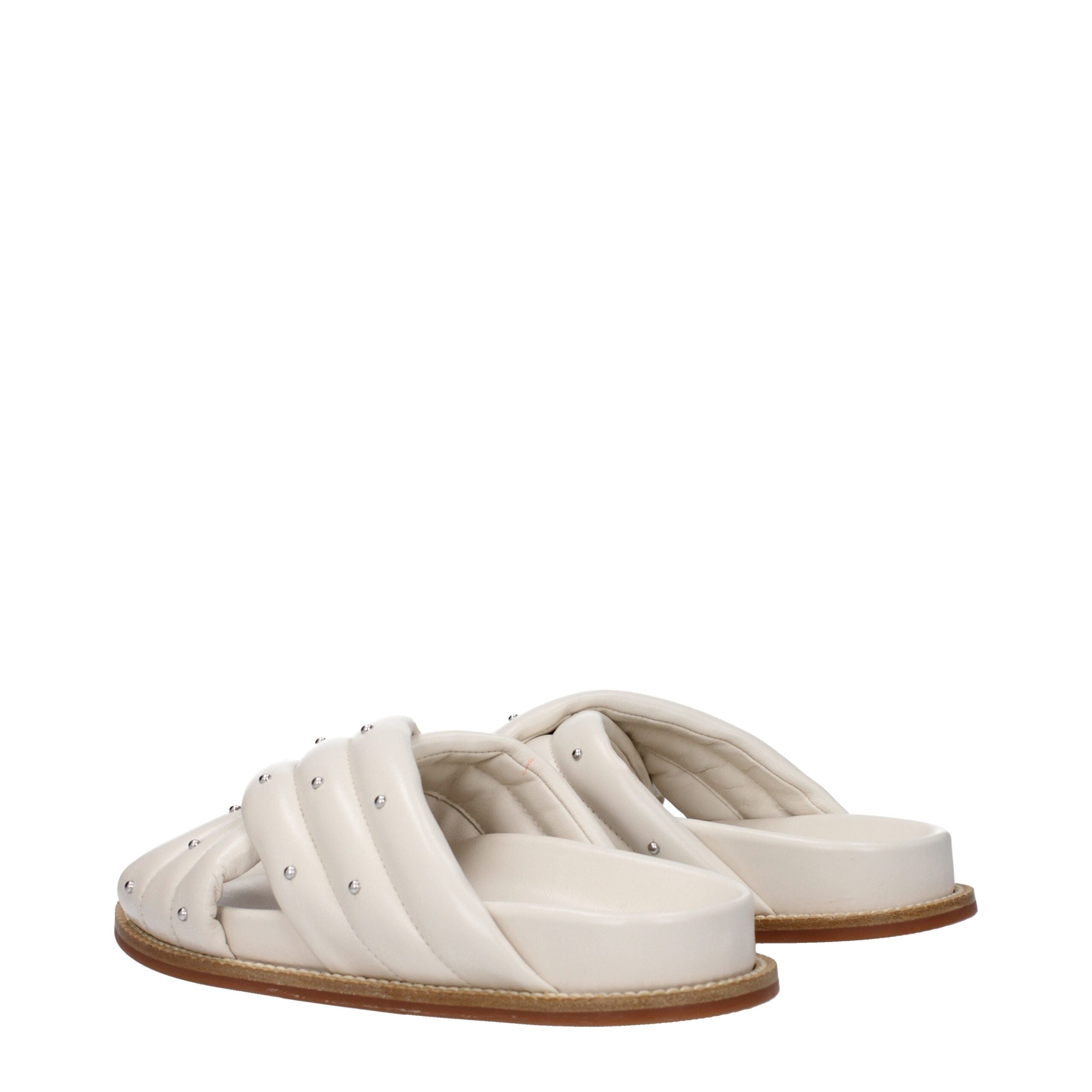 Fabiana Filippi Beige Leather Slippers Sandals LUNESCAPE