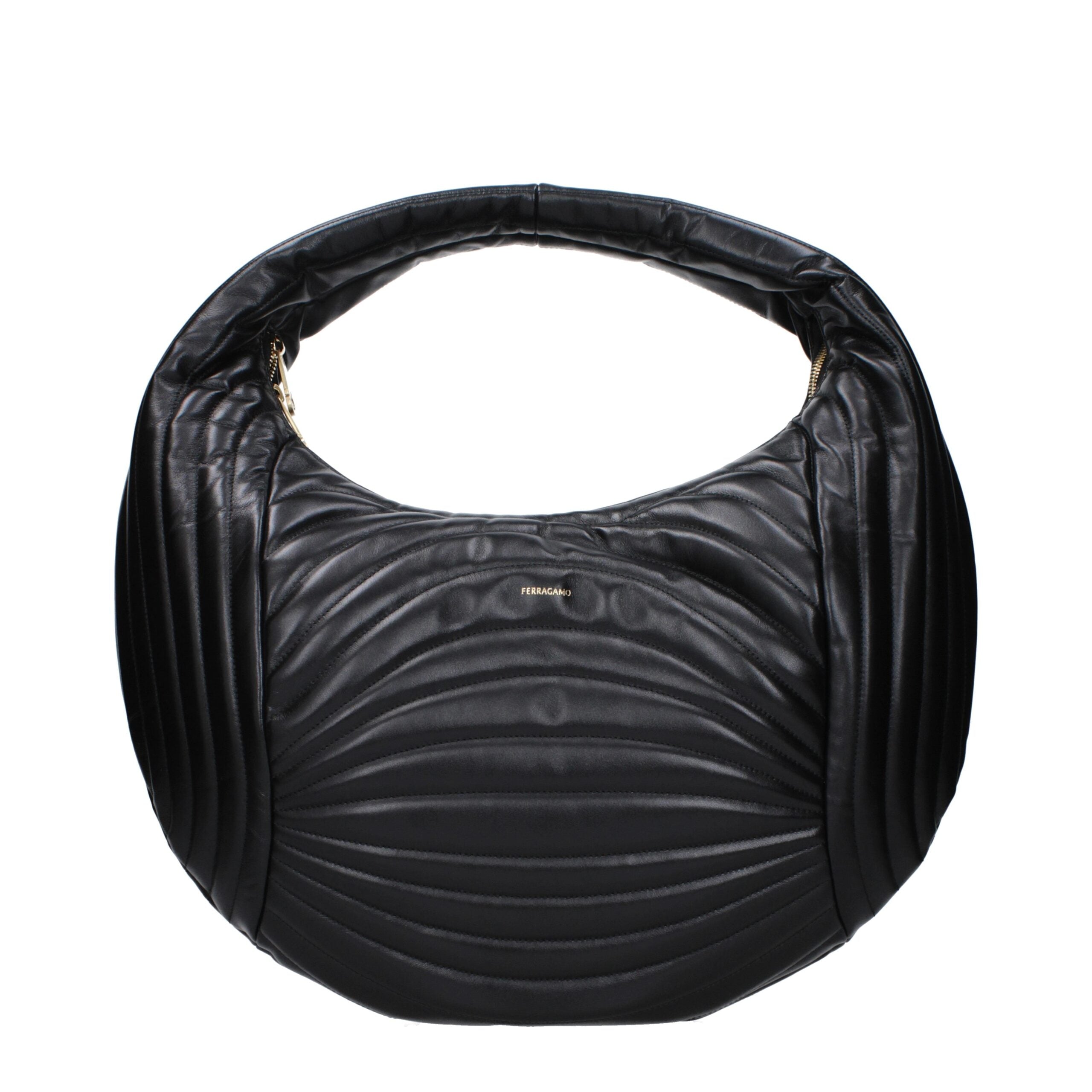 Salvatore Ferragamo Black Leather Handbags LUNESCAPE