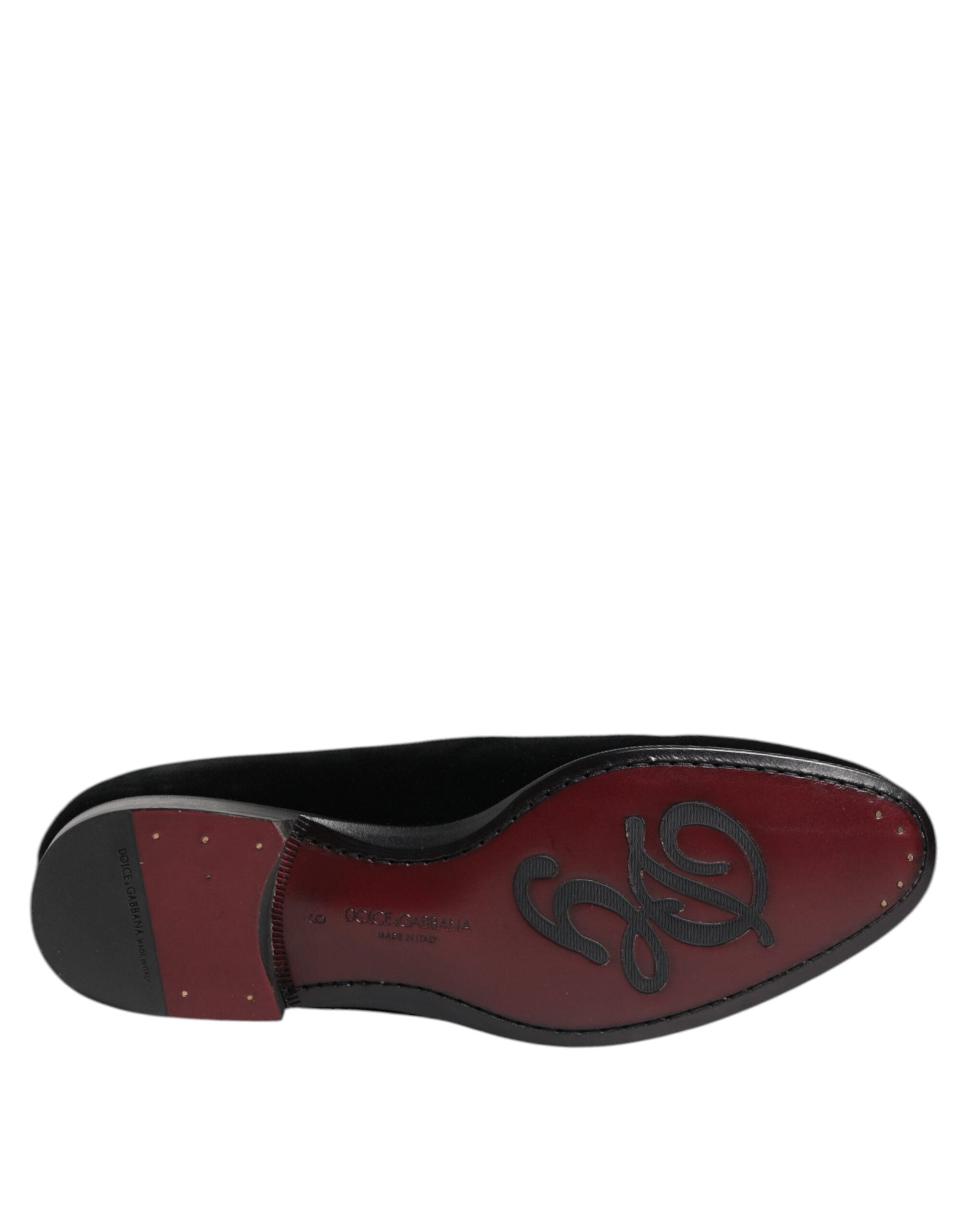 Dolce & Gabbana Black Velvet Loafers Formal Men Dress Shoes