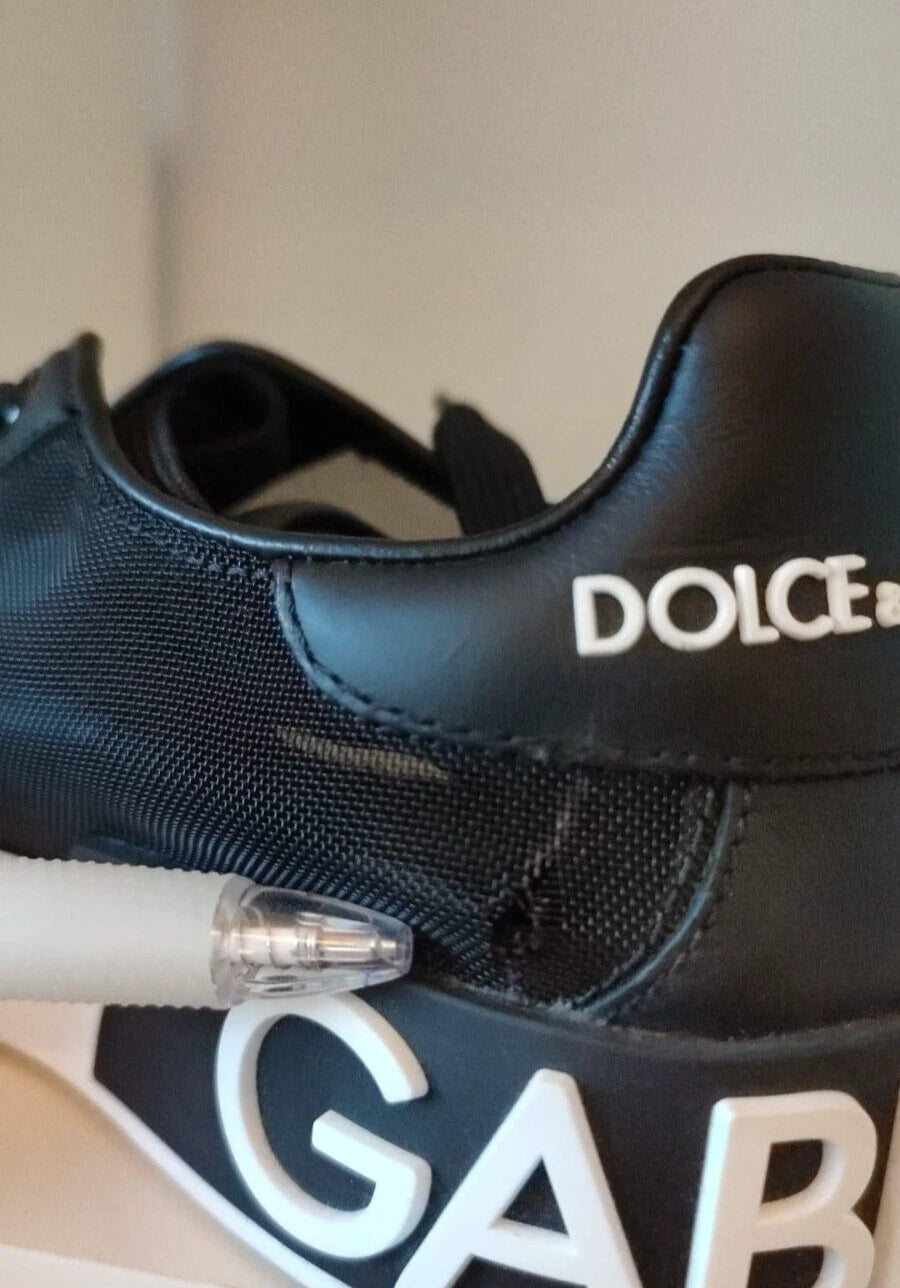 Dolce & Gabbana Black Calf Leather Portofino Sneakers Shoes