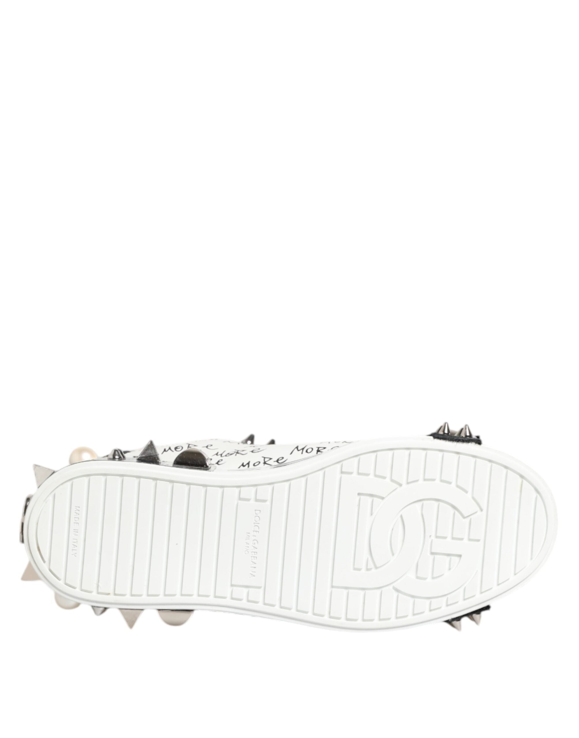 Dolce & Gabbana Black White Studded Low Top Sneakers Shoes