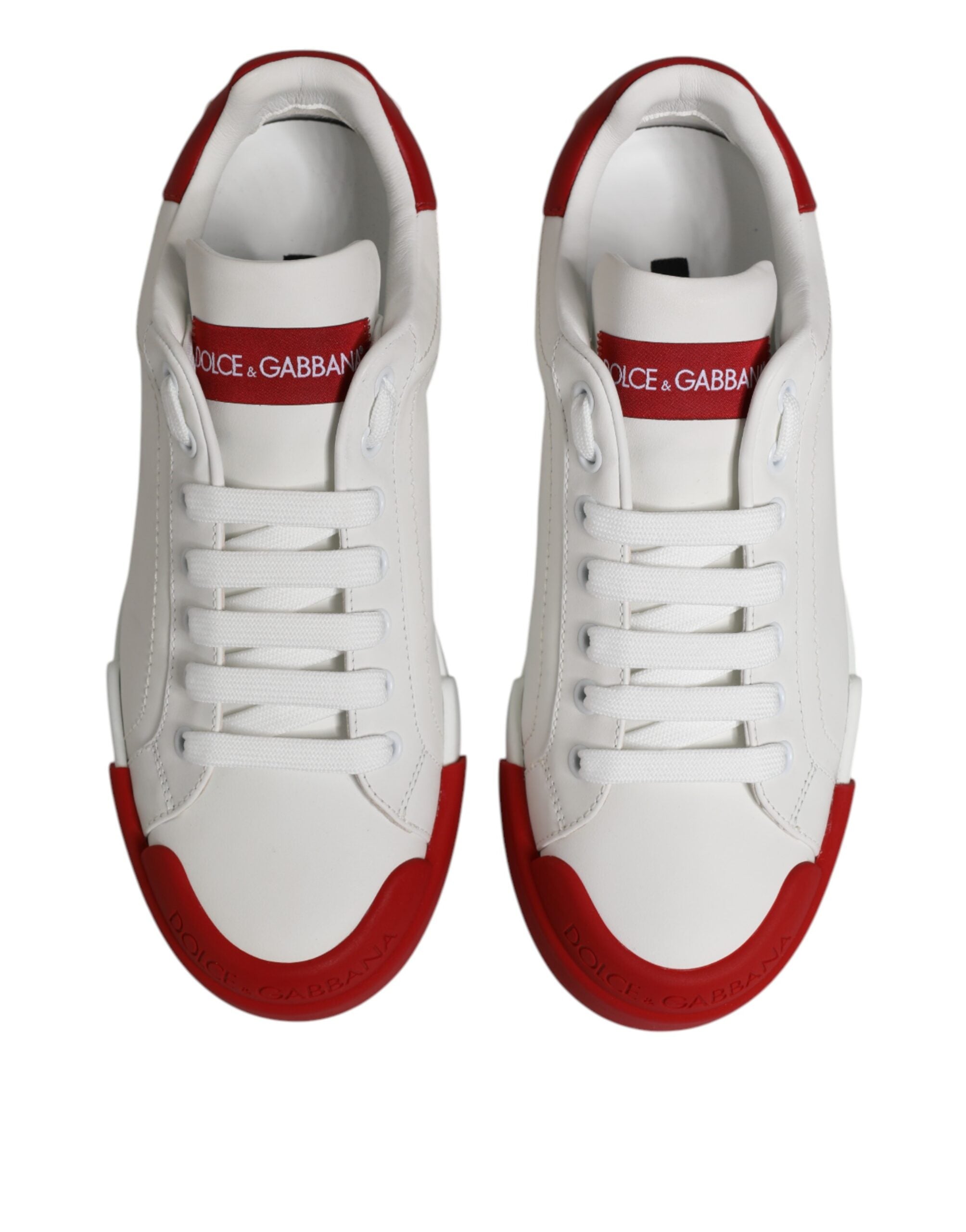 Dolce & Gabbana White Leather DG Logo Low Top Sneakers Shoes LUNESCAPE