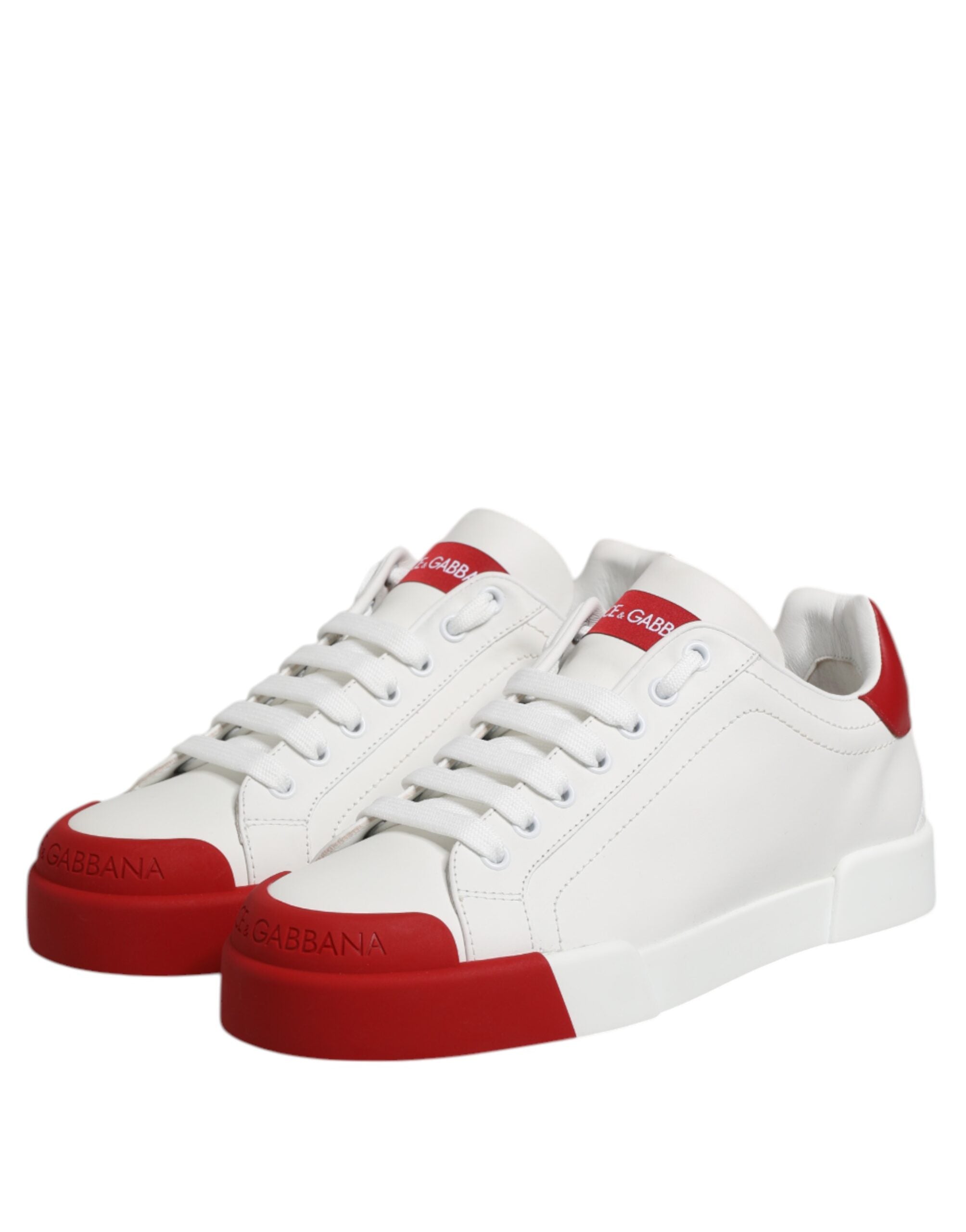 Dolce & Gabbana White Leather DG Logo Low Top Sneakers Shoes LUNESCAPE