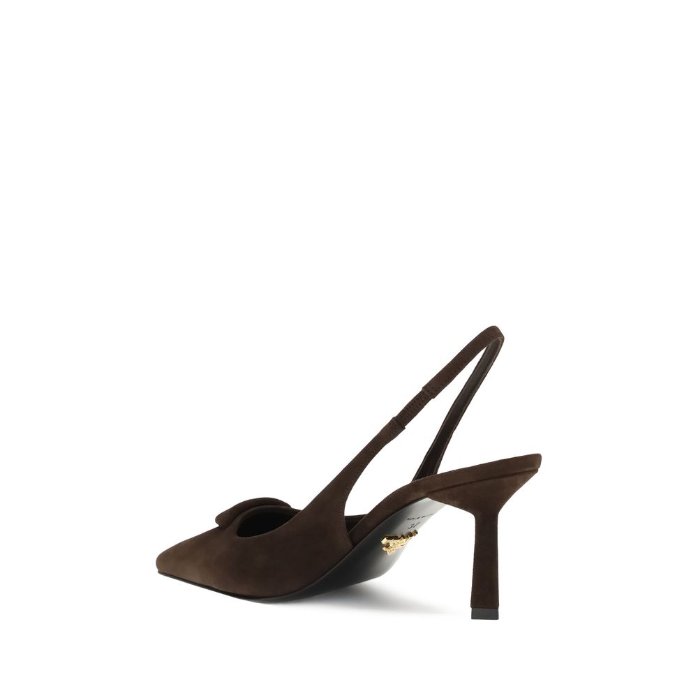Prada Suede Kitten Heel Slingback Pumps