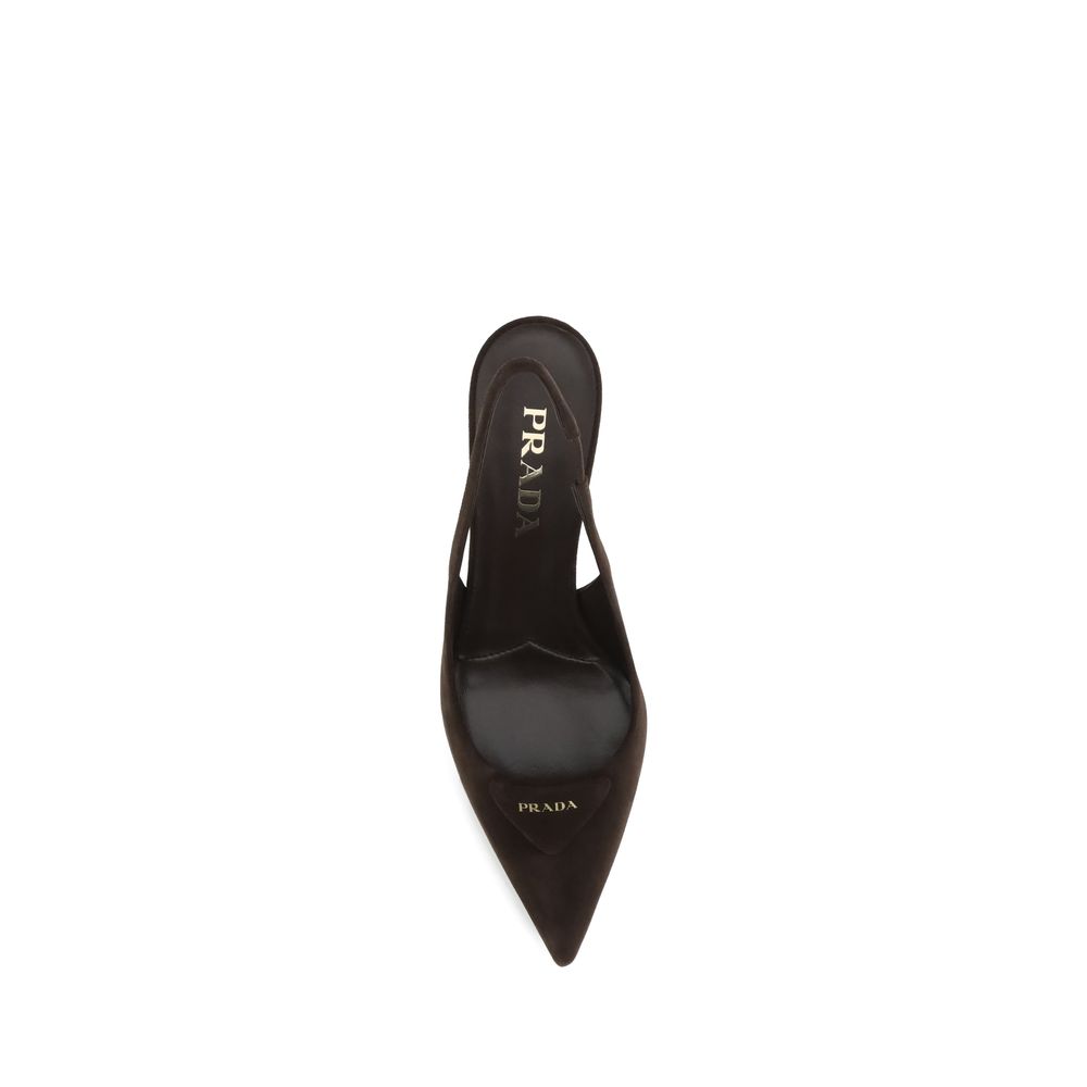 Prada Suede Kitten Heel Slingback Pumps
