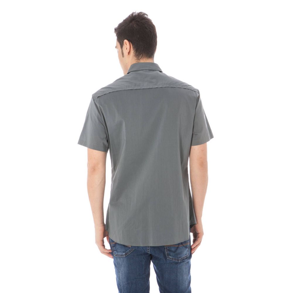 Costume National Gray Cotton Men's Shirt with Italian Collar"