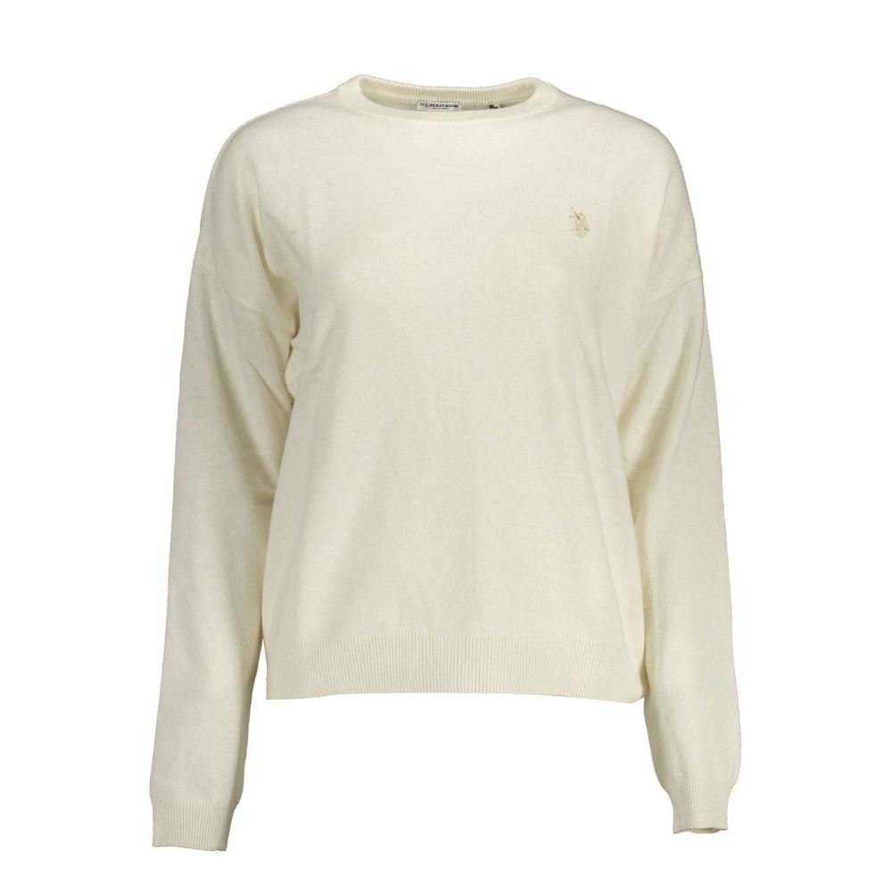U.S. POLO ASSN. White Fabric Women's Sweater