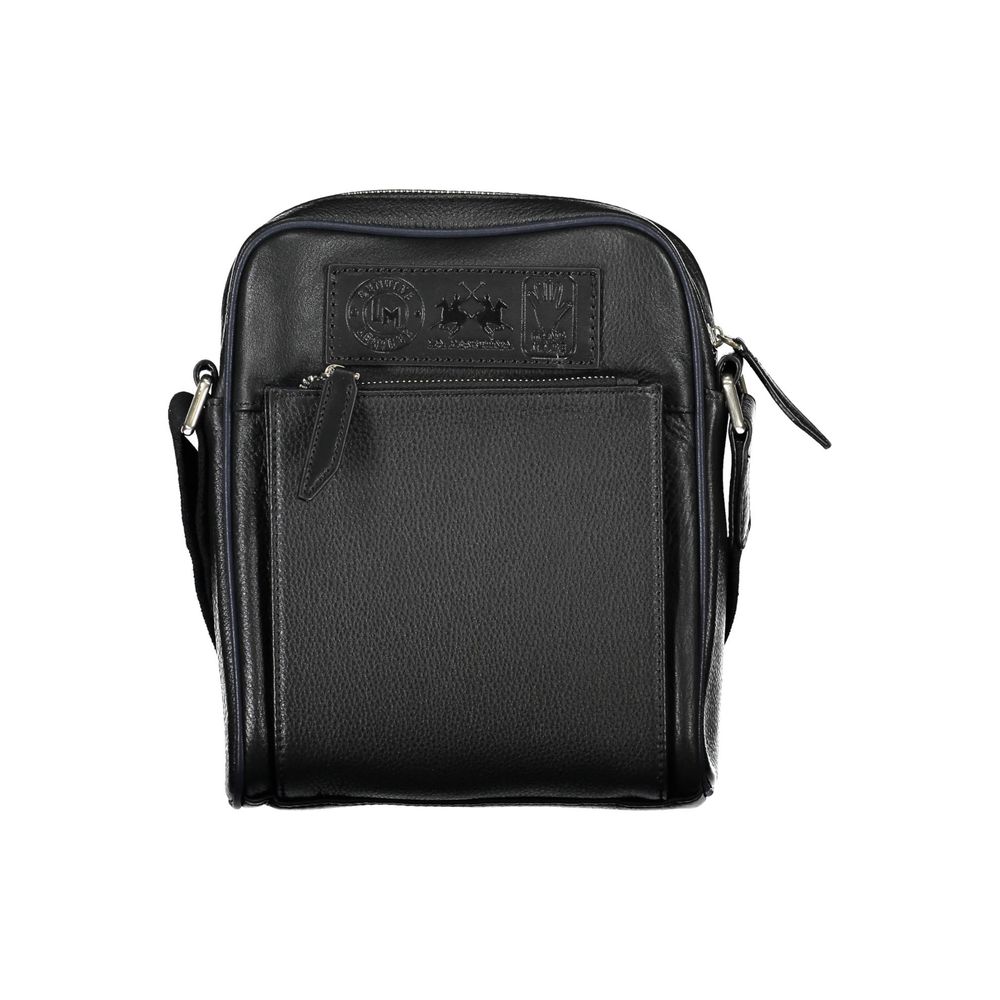 La Martina Black Leather Shoulder Bag LUNESCAPE