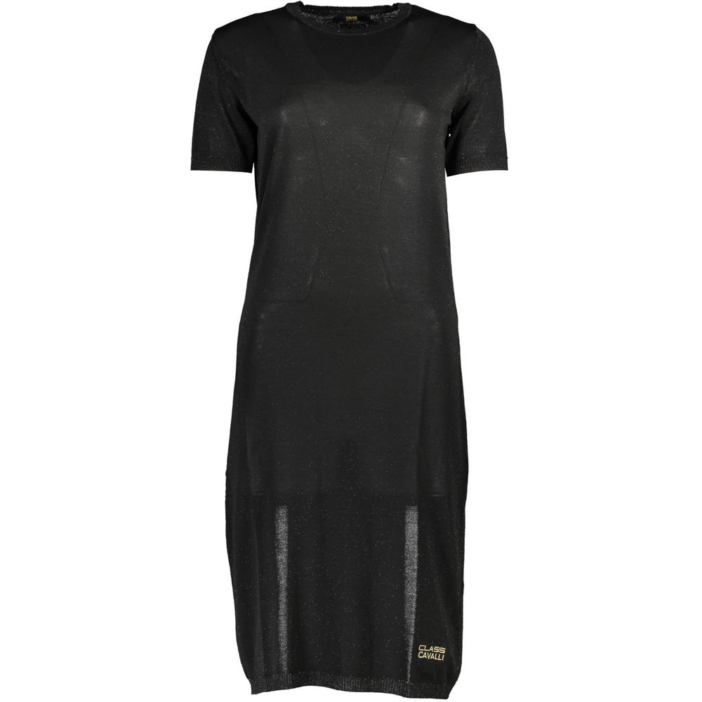 Cavalli Class Black Viscose Dress LUNESCAPE
