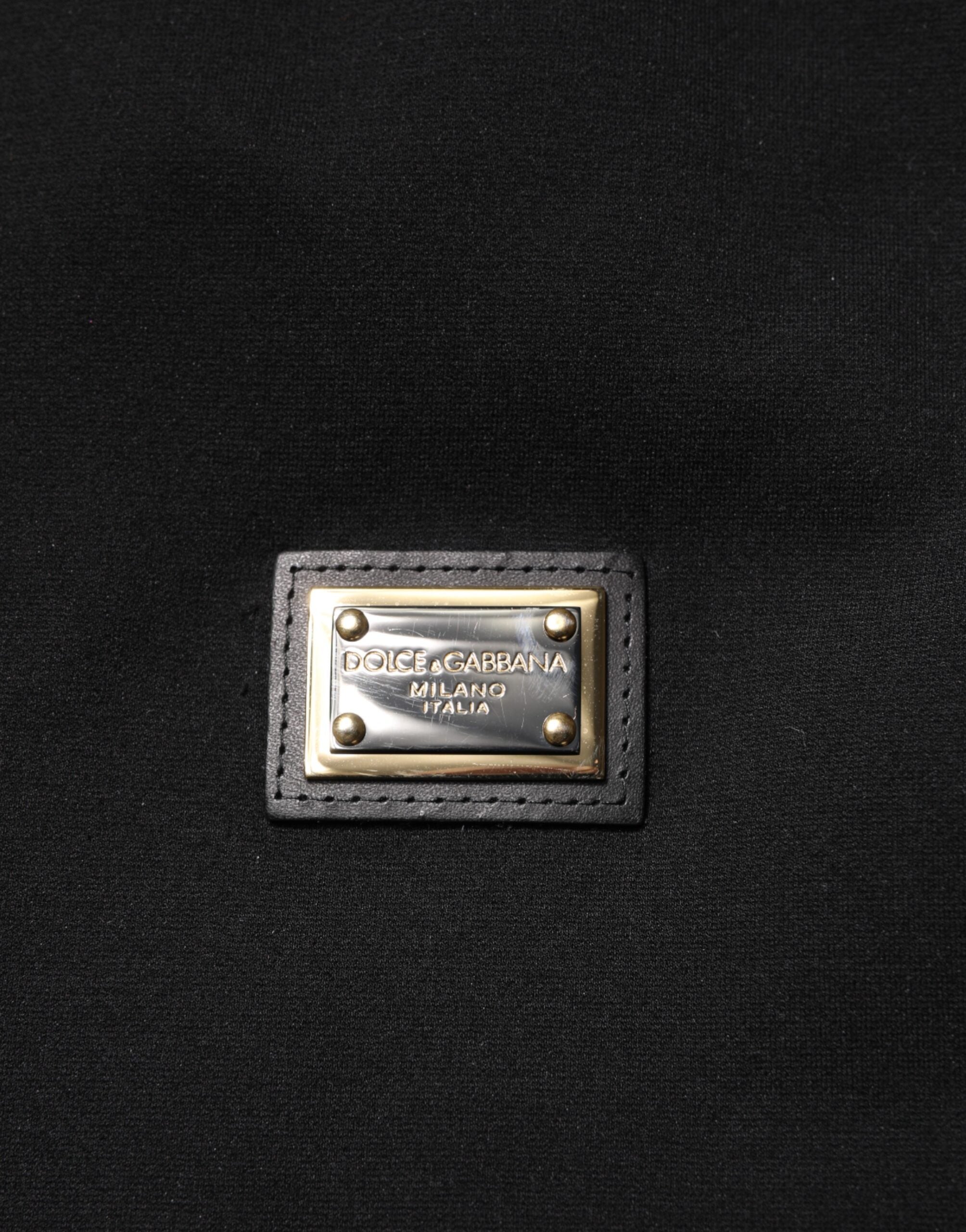Dolce & Gabbana Black Sleeveless Hooded Logo Plaque Jacket LUNESCAPE