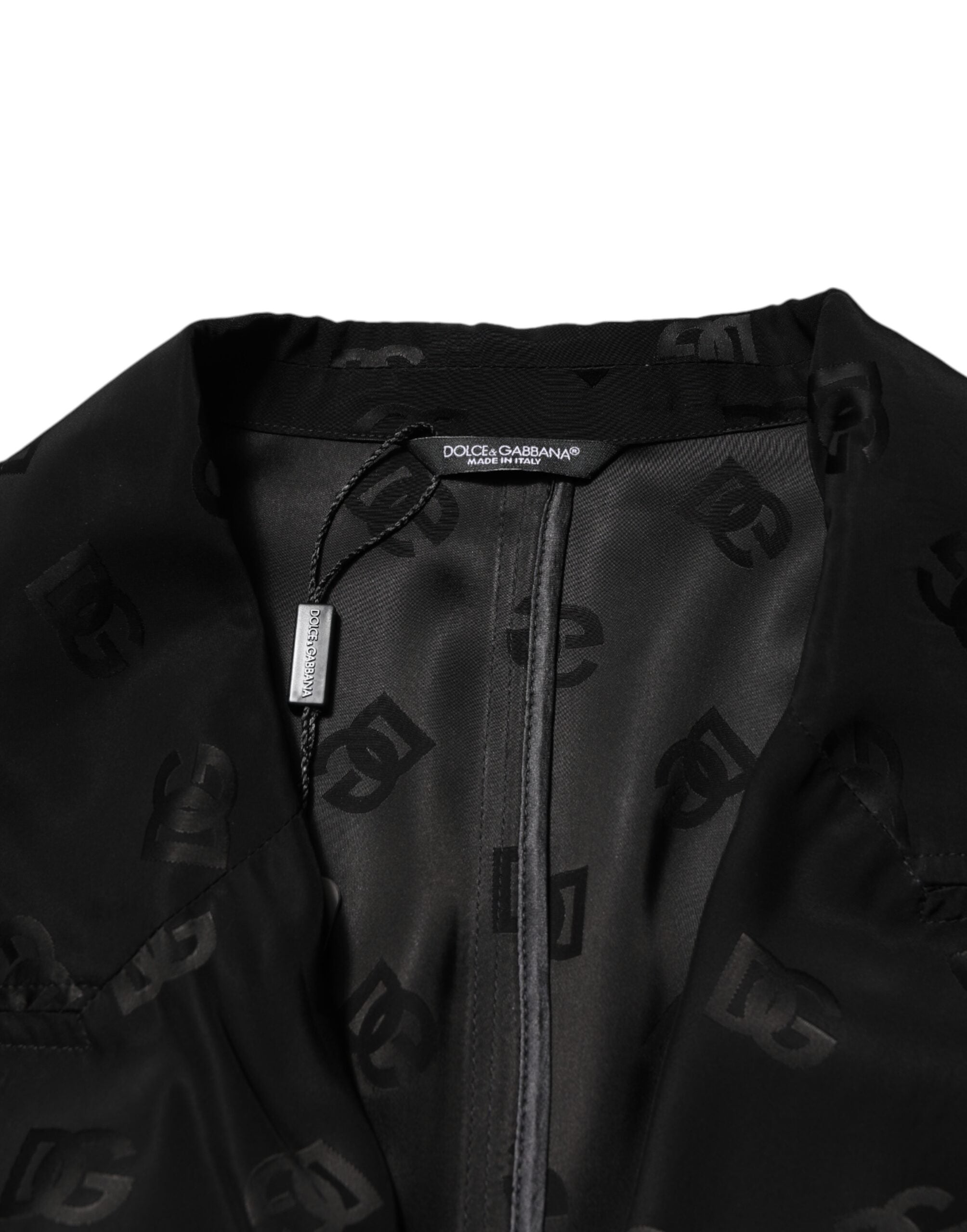 Dolce & Gabbana Black Logo Monogram Coat