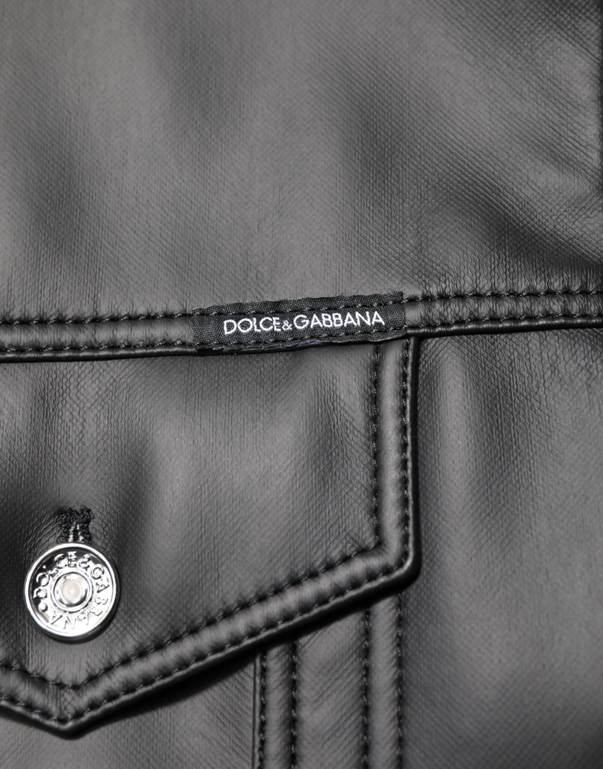 Dolce & Gabbana Black Button Down Biker Jacket
