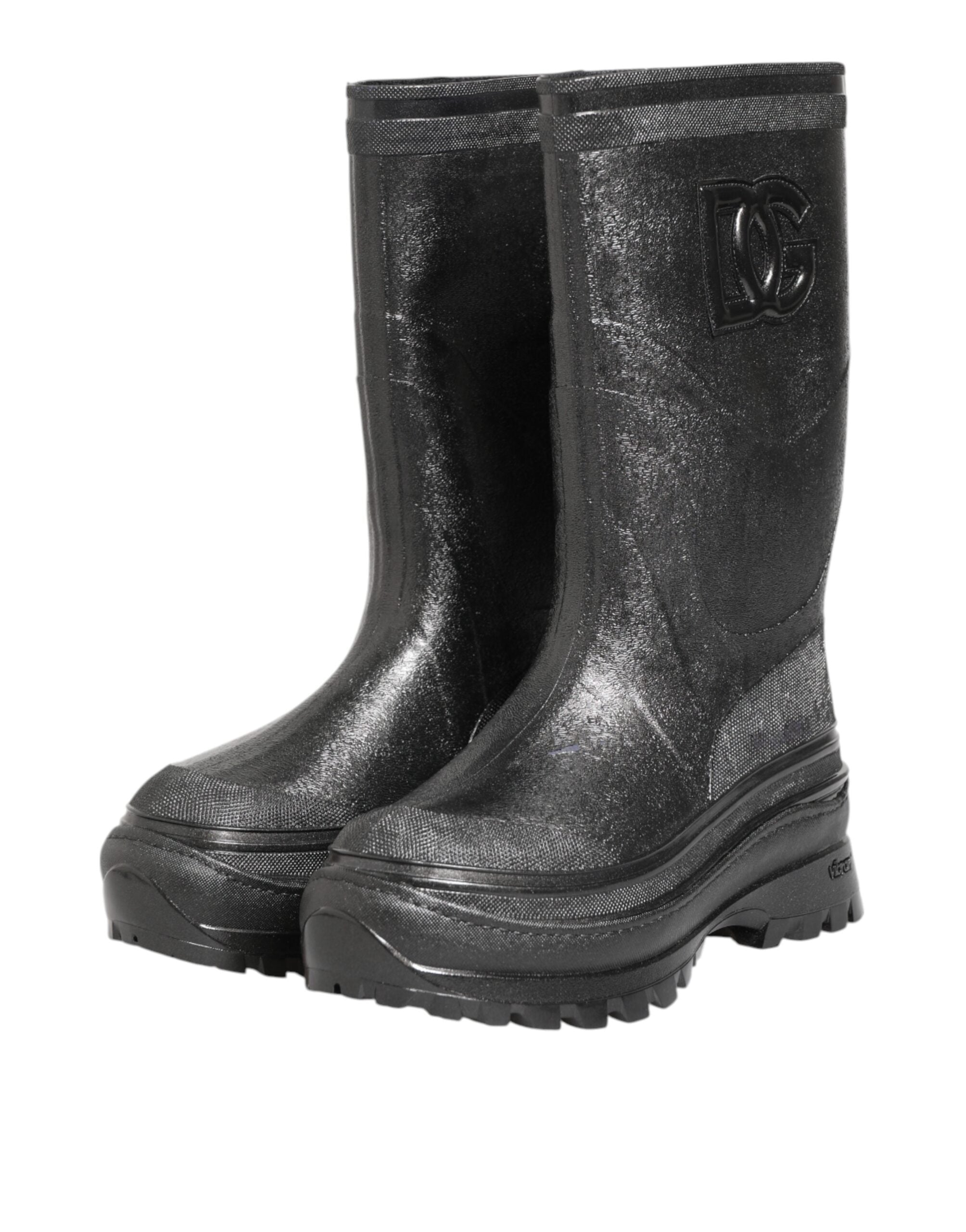 Dolce & Gabbana Metallic Gray Pull On Rain Boots