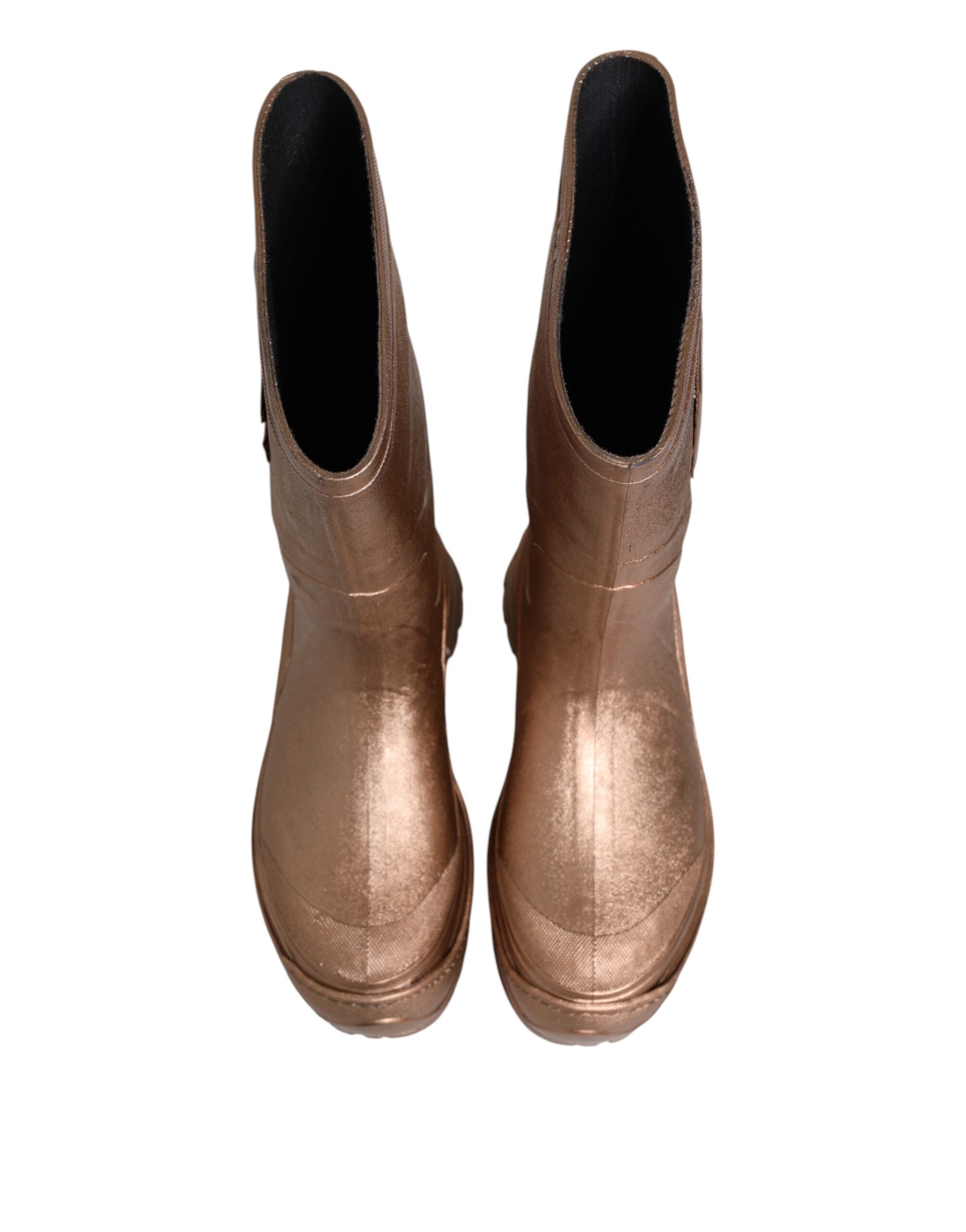 Dolce & Gabbana Metallic Gold Pull On Rain Boots