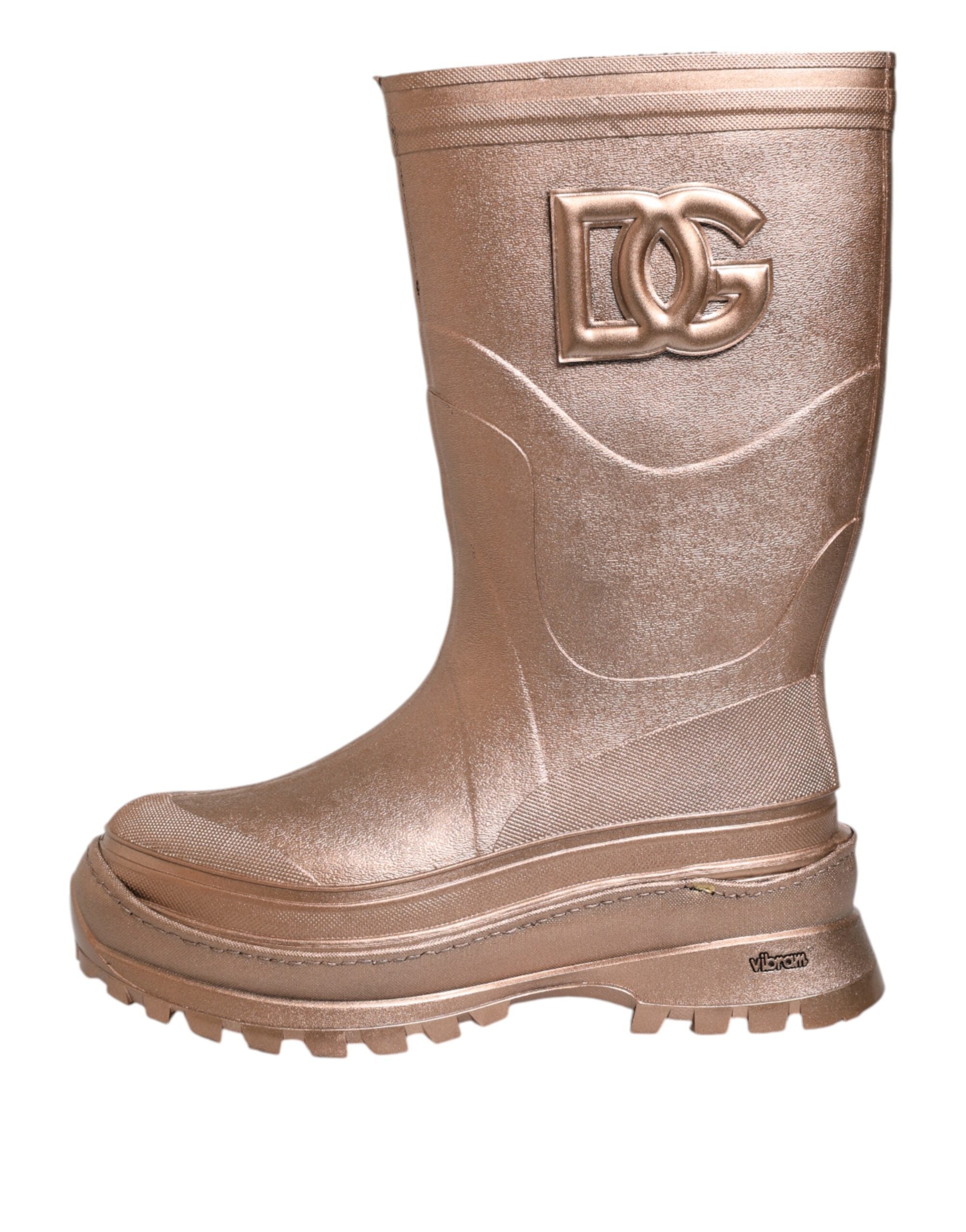 Dolce & Gabbana Metallic Gold Pull On Rain Boots