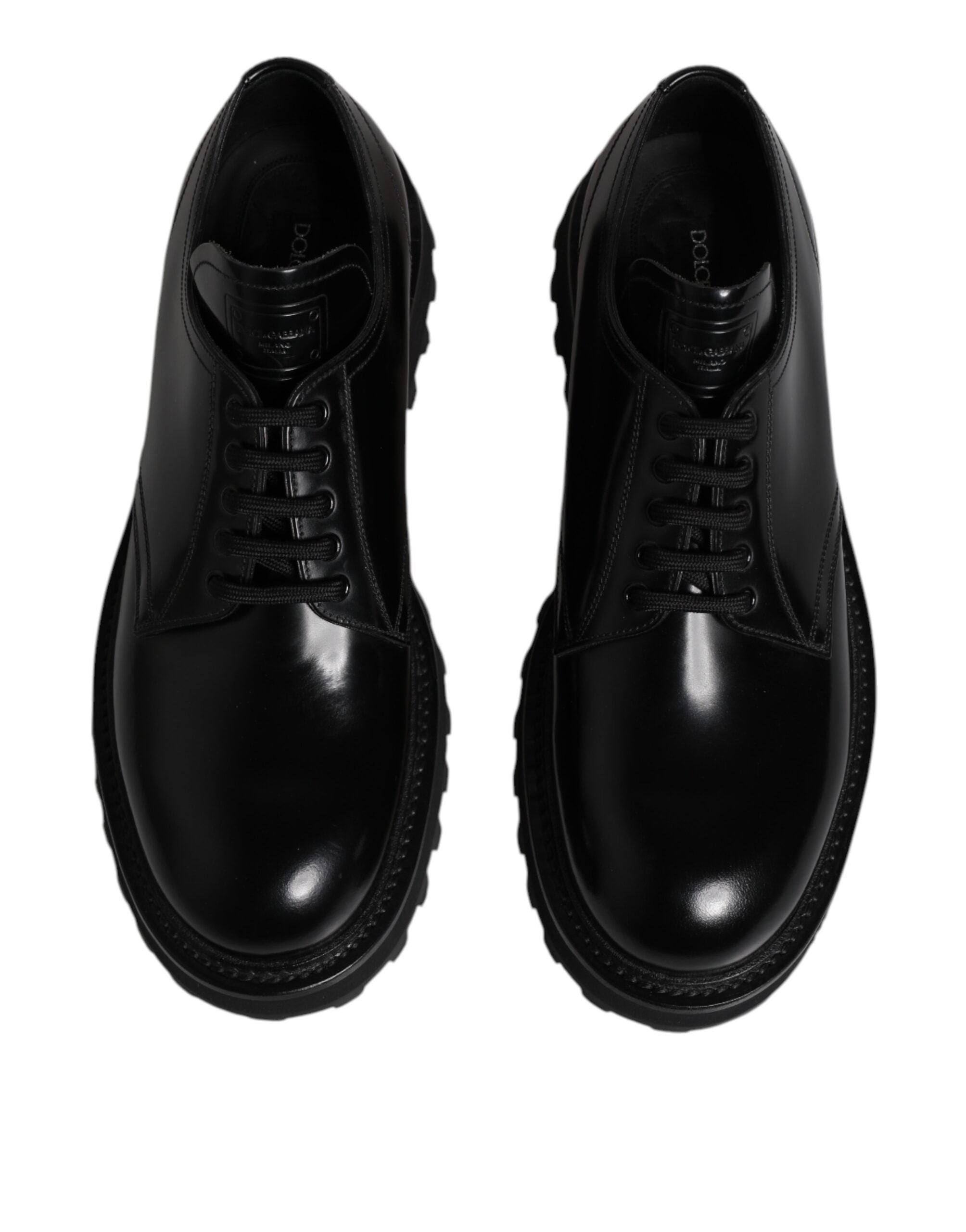 Dolce & Gabbana Black Leather Lace Up Trekking Dress Shoes LUNESCAPE