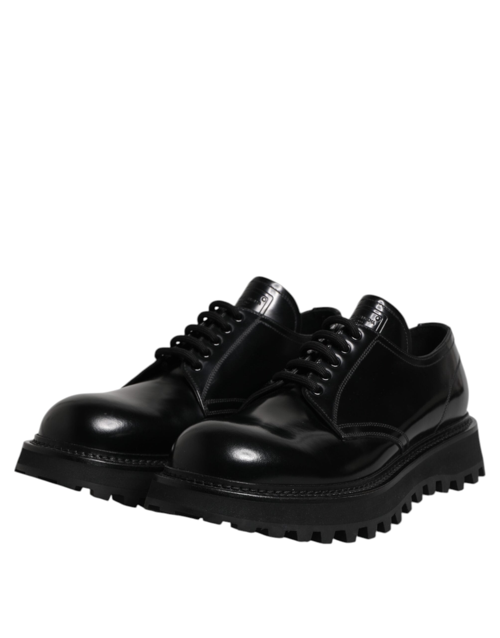 Dolce & Gabbana Black Leather Lace Up Trekking Dress Shoes LUNESCAPE