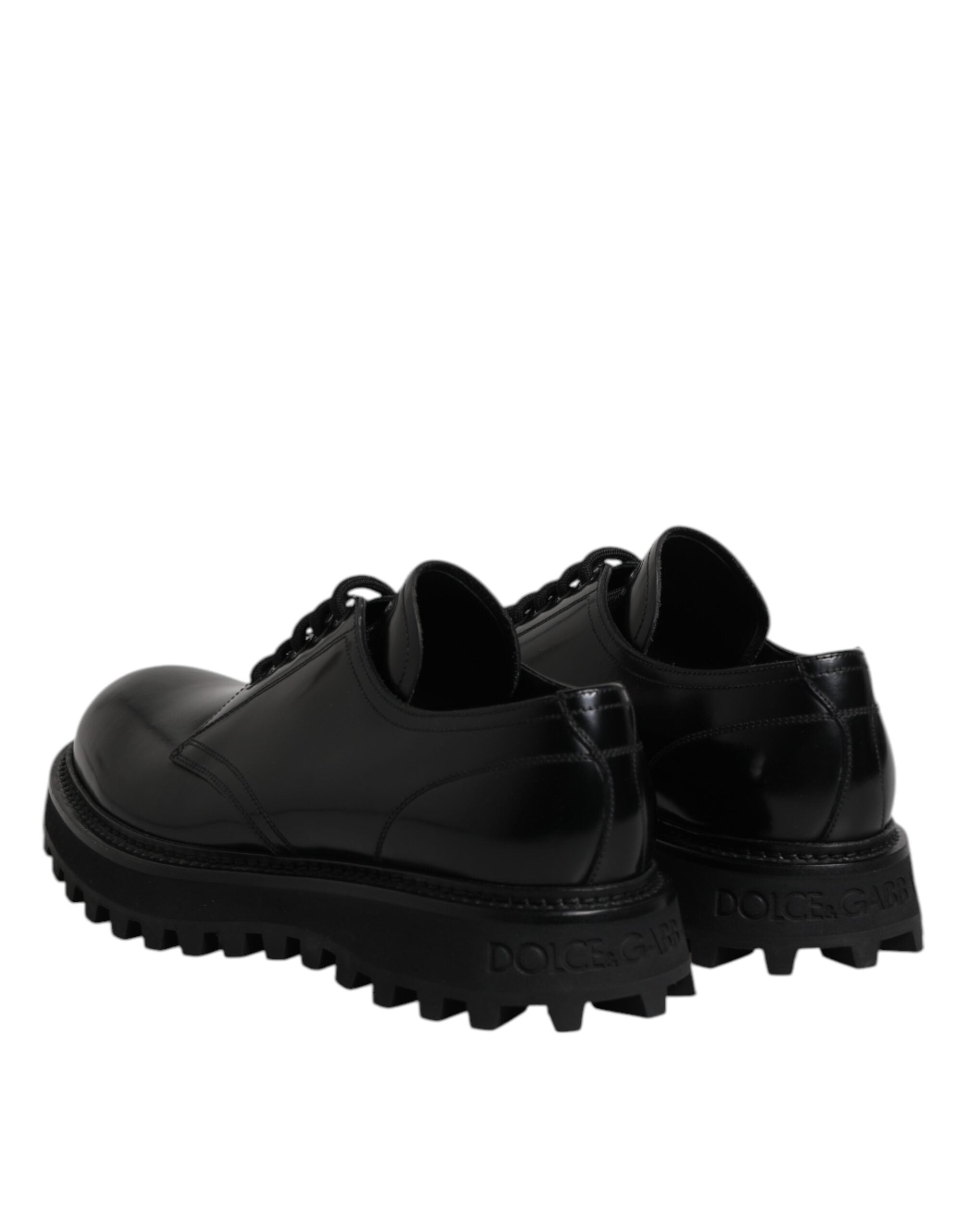 Dolce & Gabbana Black Leather Lace Up Trekking Dress Shoes LUNESCAPE