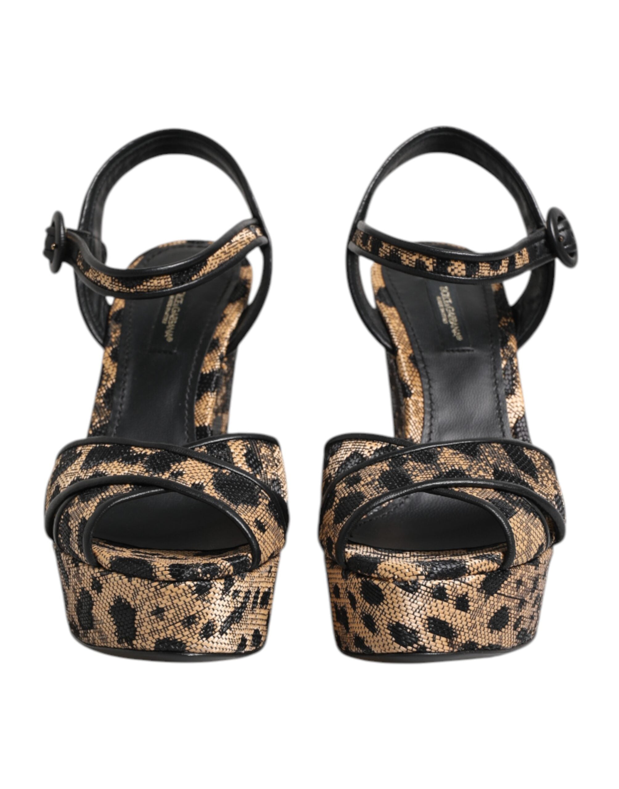 Dolce & Gabbana Brown Leopard Wedges Ankle Strap Sandals Shoes LUNESCAPE