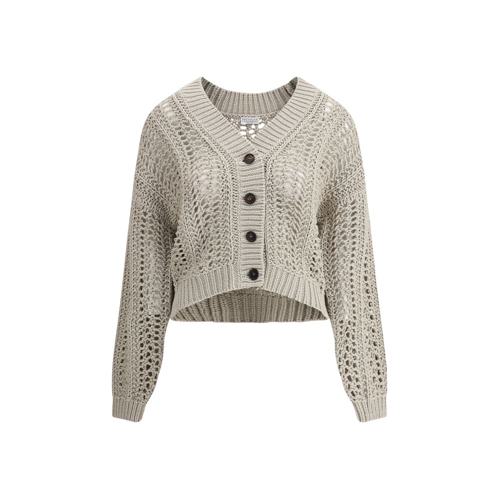 Brunello Cucinelli Cardigan in Openwork Knit LUNESCAPE