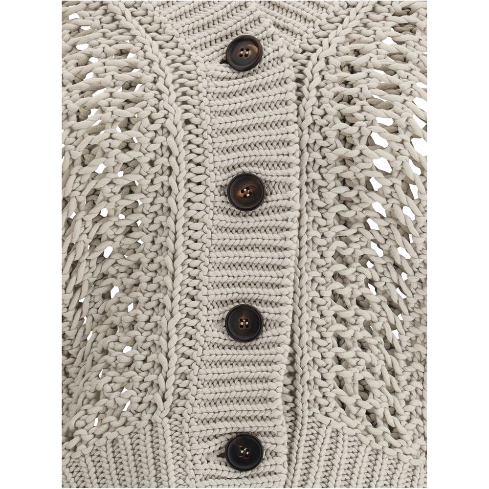 Brunello Cucinelli Cardigan in Openwork Knit LUNESCAPE