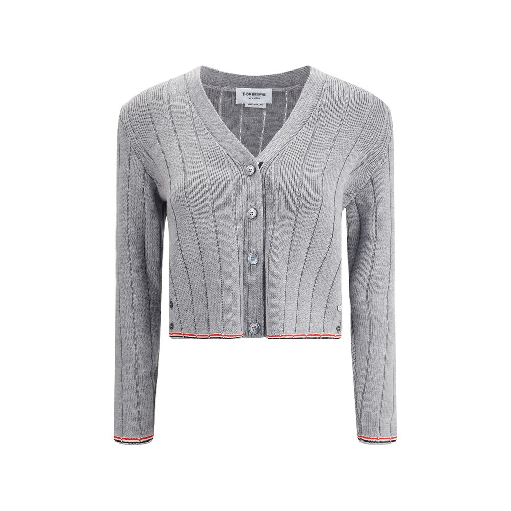 Thom Browne Ladder Full Needle Rib Stitch V Neck Car LUNESCAPE