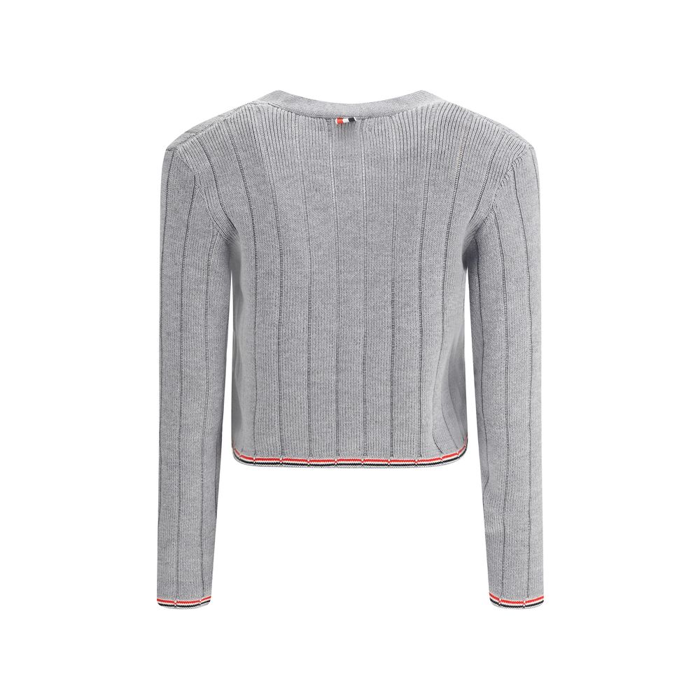 Thom Browne Ladder Full Needle Rib Stitch V Neck Car LUNESCAPE